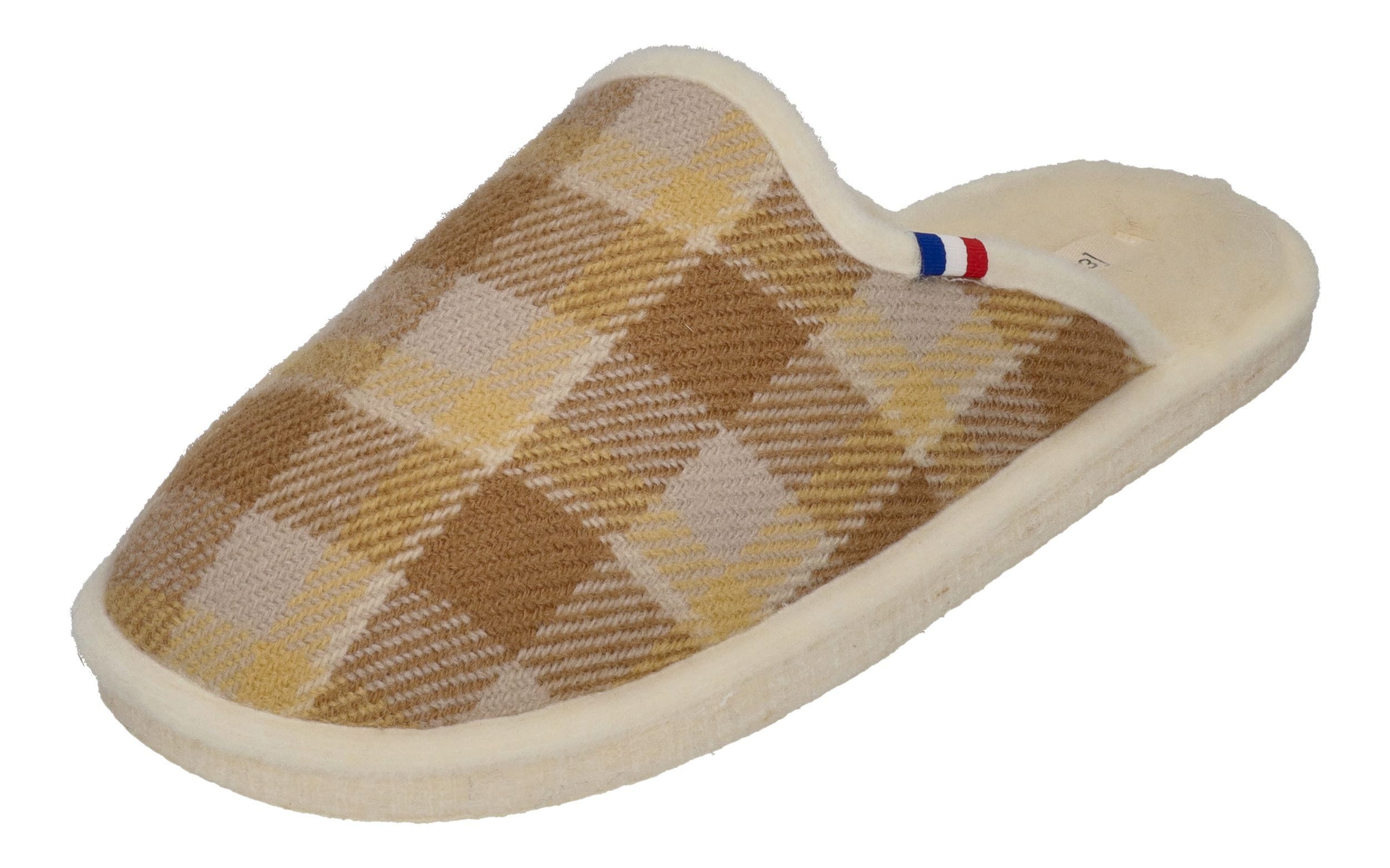 espadrij l´originale CHAUSSON WOOLCHECK Hausschuh jaune Check Small