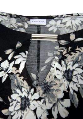 LASCANA Longshirt mit dezentem Blumendruck, Shirtkleid mit weiten Ärmel