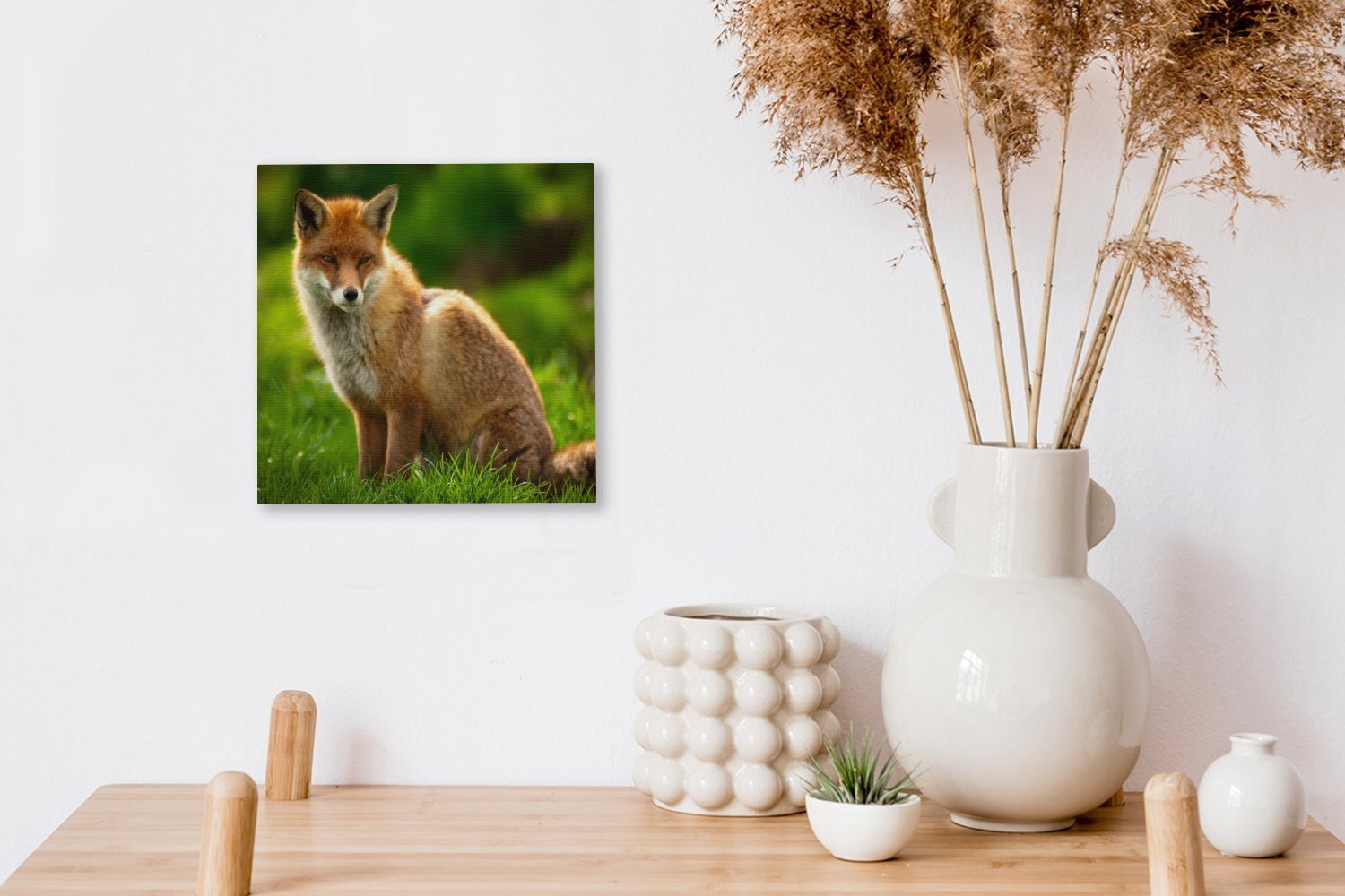 OneMillionCanvasses® - Gras, St), (1 bunt Fuchs Licht Schlafzimmer Leinwandbild für - Leinwand Bilder Wohnzimmer