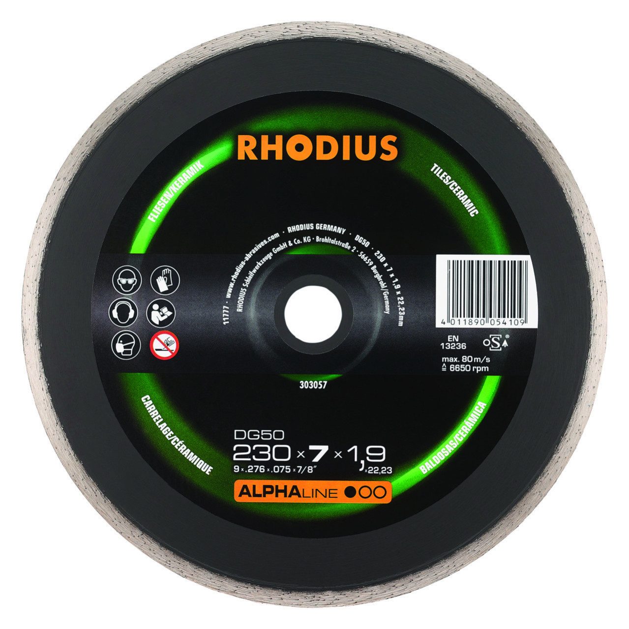 Rhodius Diamanttrennscheibe Rhodius Diamanttrennscheibe DG50 Fliesen Ø 230 mm