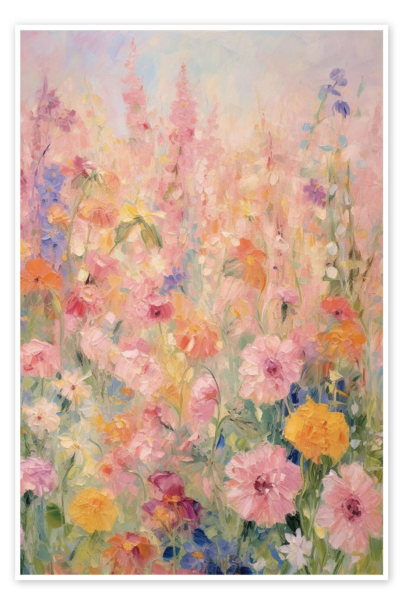 Posterlounge Wandbild Rosa Sommerhaus-Garten, Gina Kelly, erhältlich als Poster, Leinwandbild, Wandsticker oder Acrylglasbild