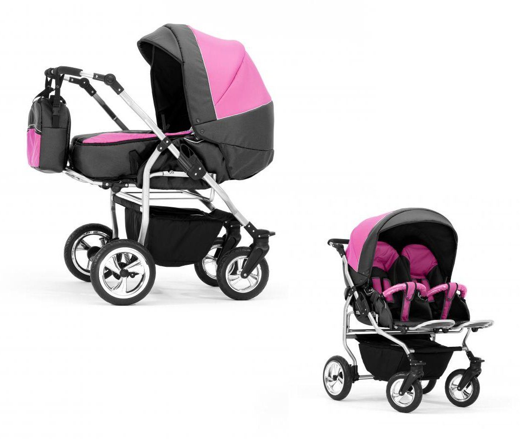 BabyMerc Zwillingswagen Duo 2 in 1 inkl. Sportsitze und umfangreichen Zubehör in 20 Цвета(ов)