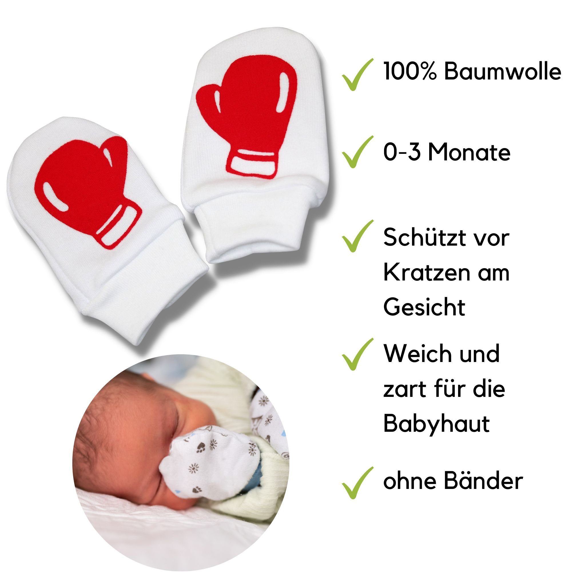 Babymajawelt Baumwollhandschuhe Kratzfäustlinge Baumwolle, Baby-Fäustlinge) Neugeborene Made für in 12081 Boxs EU Kratzschutz Babyhandschuhe Atmungsaktiv, Reine (Set, Fäustlinge