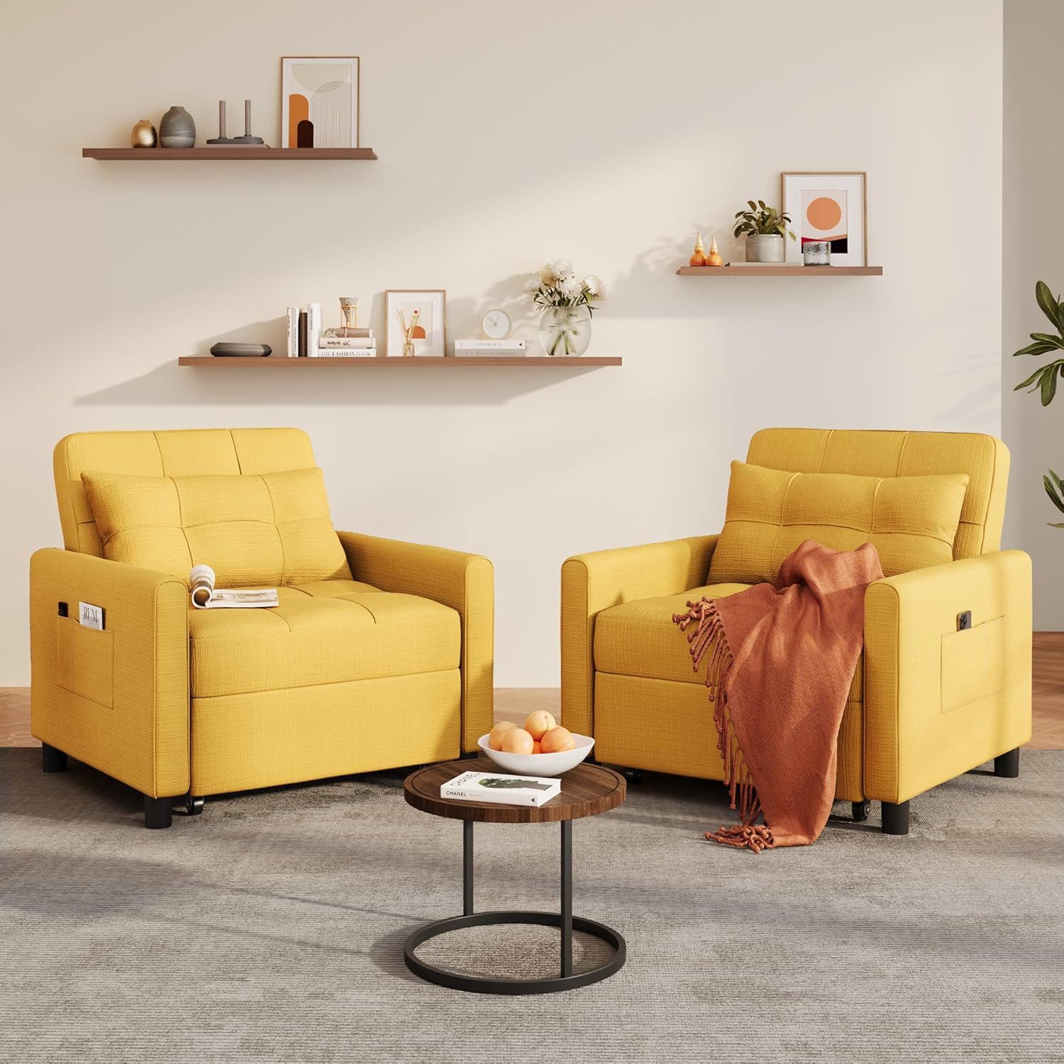 Blishom Relaxsessel 3-in-1 Schlafsessel Schlafsofa Klappbett Relaxsessel 78x86x84 cm, multifunktionaler Sessel zum Ausziehen als Gästebett