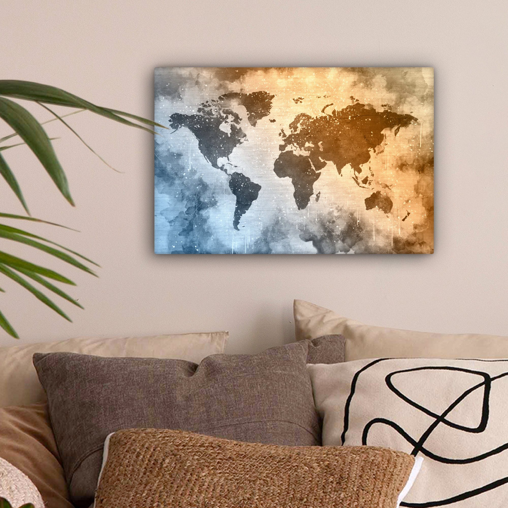 OneMillionCanvasses® Leinwandbild Weltkarte - Abstrakt - günstig online kaufen
