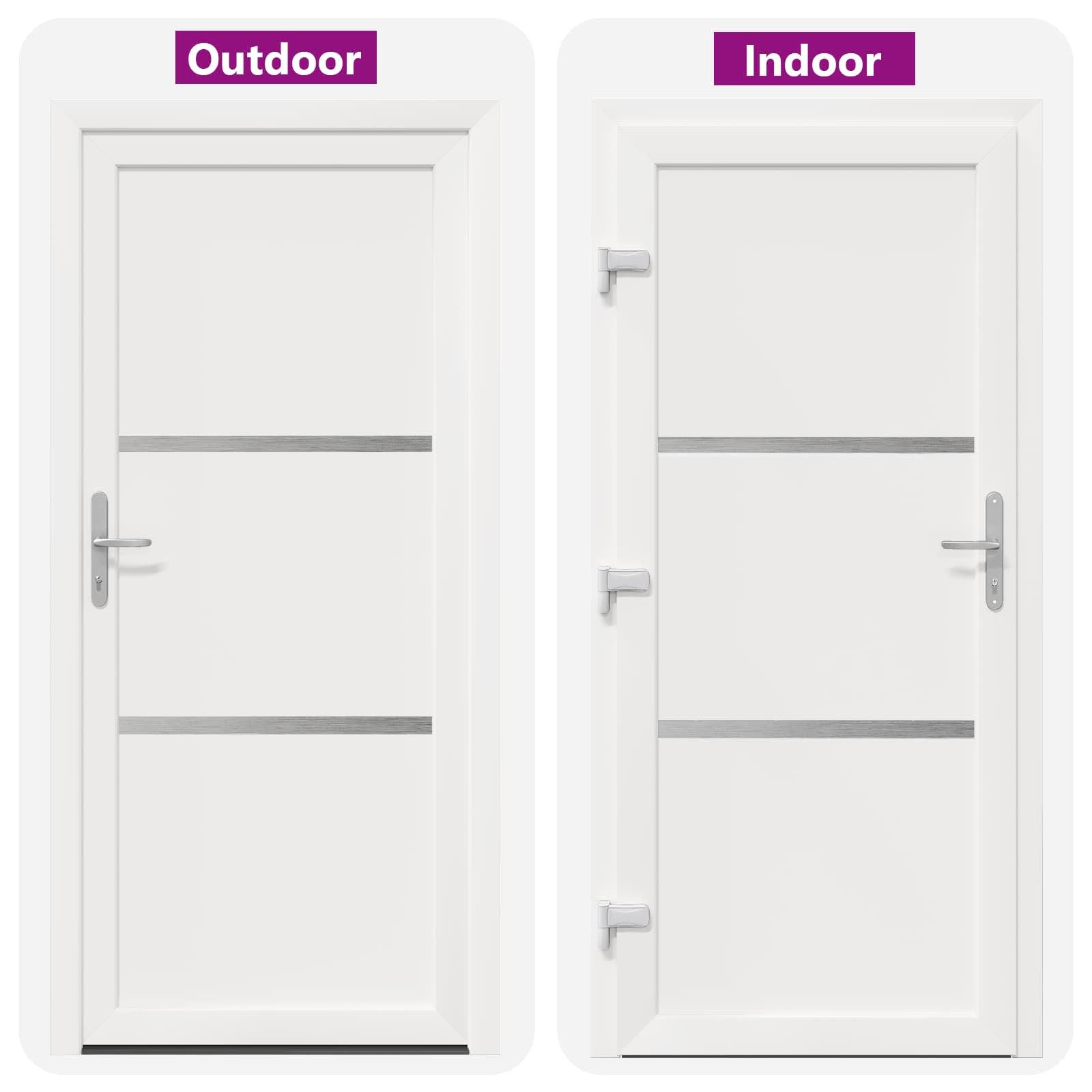 vidaXL Haustür 98 x 208 cm Haustür Vordertür Weiß 98x208 cm PVC Kunststoff links