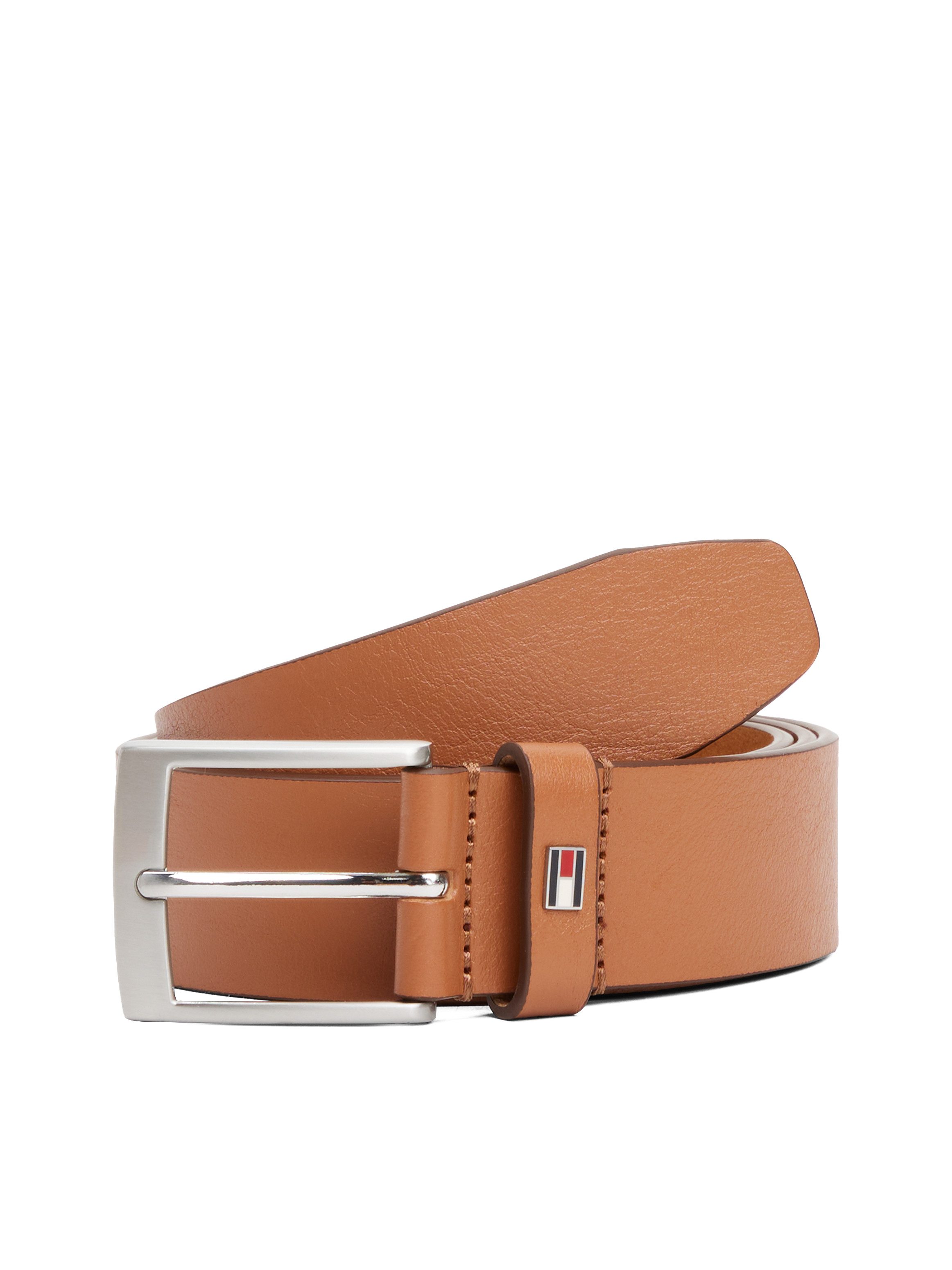 Tommy Hilfiger Ledergürtel ADAN 3.5 cm breit EXT Metalllogopatch, Einfachdornschnalle