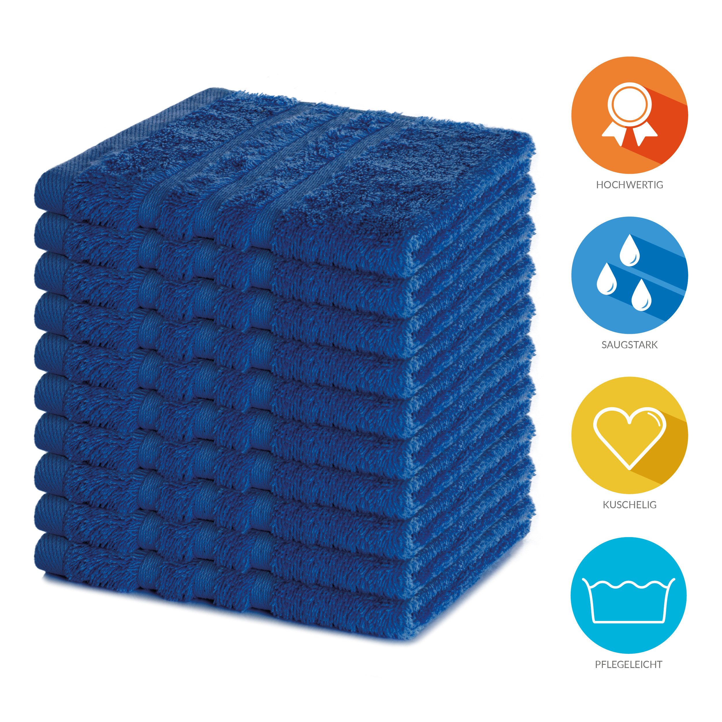Lavea Seiftuch 10er Gästehandtücher Set 30x30 cm Elena Frottee, kleine Waschlappen, 100% Baumwolle (10er Set), 500 g/m² Frottier, weich & saugstark, pflegeleich – Bild 2 von 5
