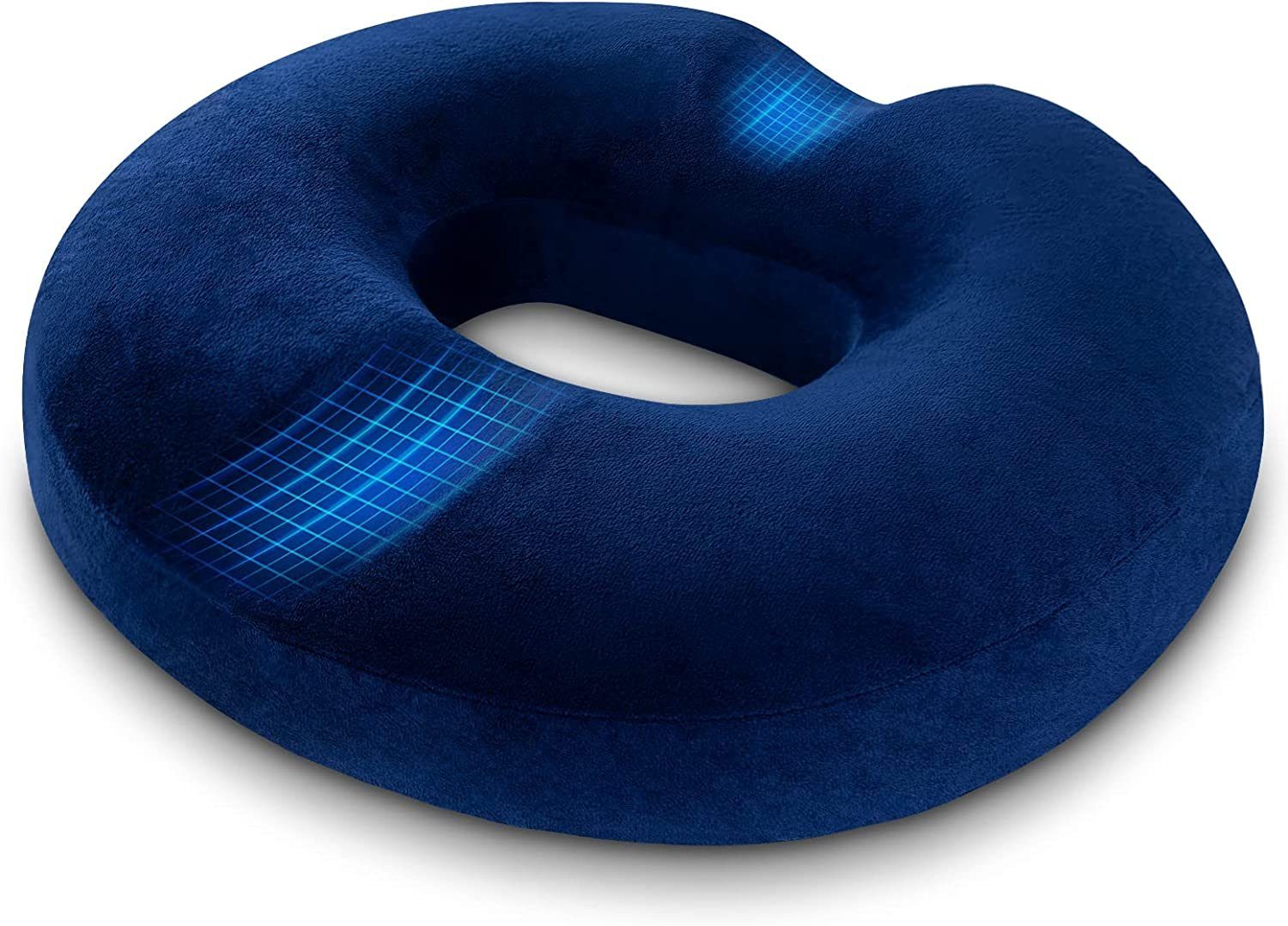 Jormftte Sitzkissen Donut Kissen Orthopädisches Sitzkissen, Ergonomisches Sitzkissen marineblau