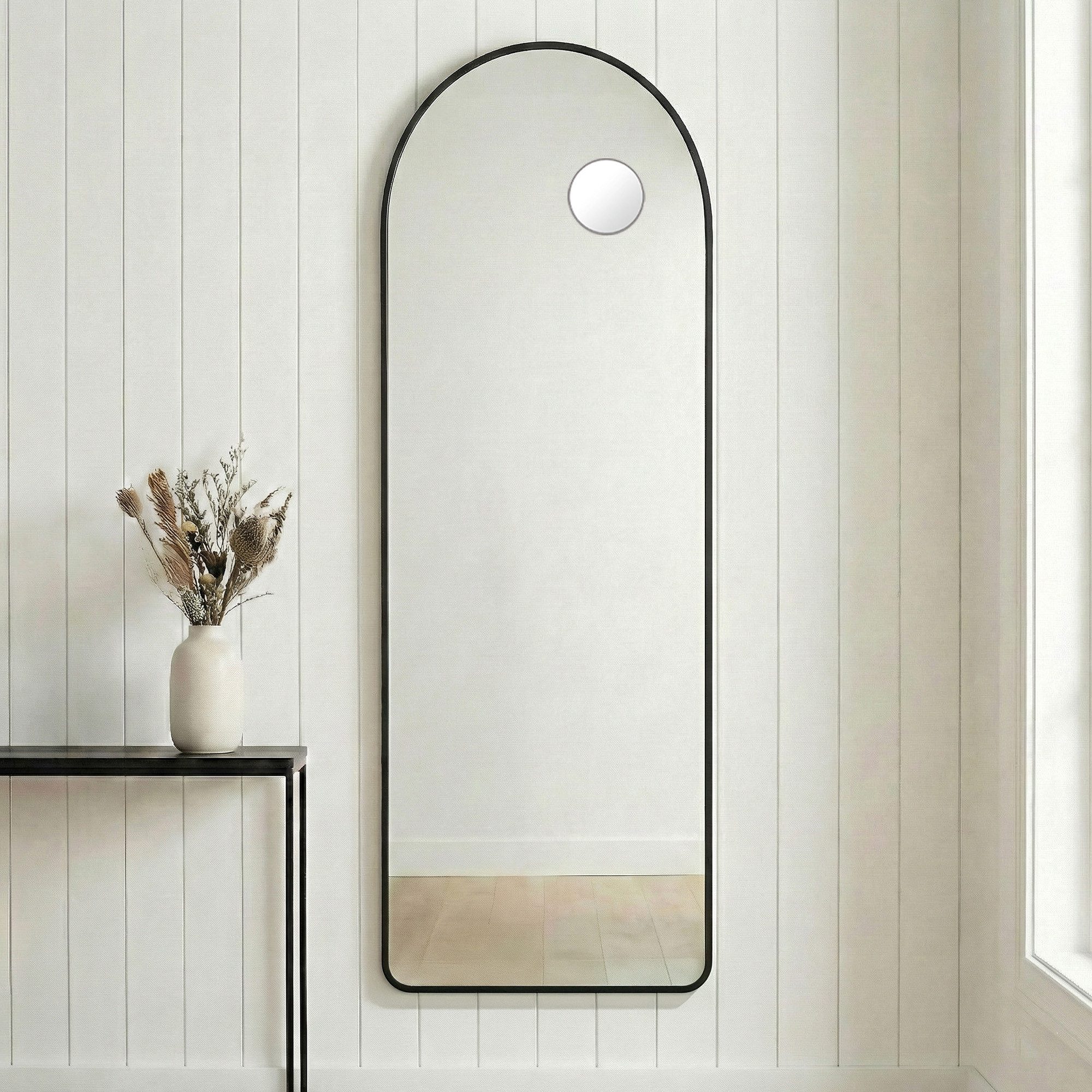 SONGMICS Standspiegel Standspiegel Ganzkörperspiegel mit abnehmbarer Magnetlupe, Wandspiegel, Standspiegel, stehend oder wandmontiert, 160 x 50/150 x 40 cm