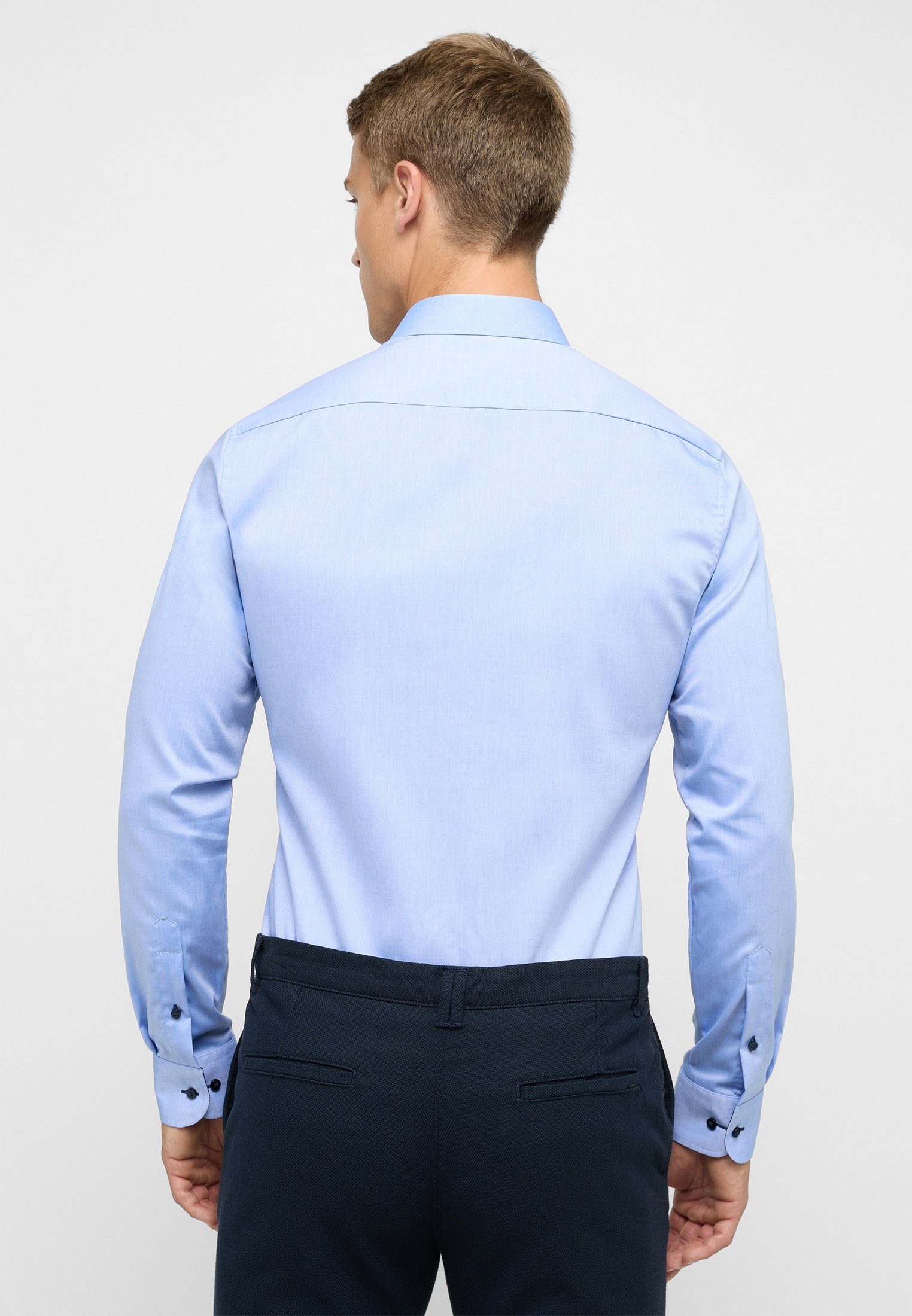 mittelblau 12 FIT Langarmhemd Eterna SLIM