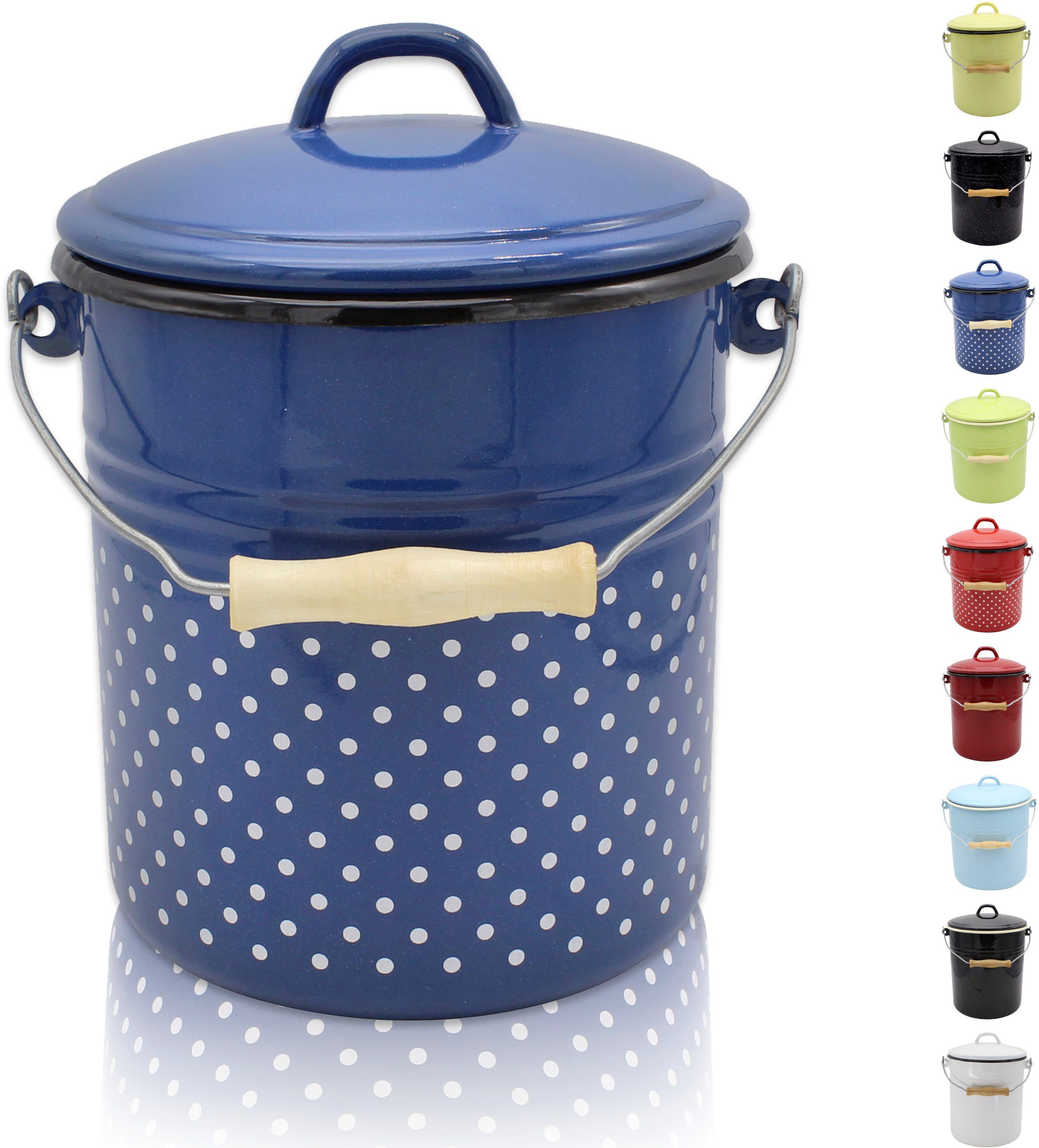 Krüger Mülleimer Emaille Mülleimer mit Deckel Serie Rio, schnitt- / kratzfeste Oberfläche, bakterienabweisend, extrem langlebig