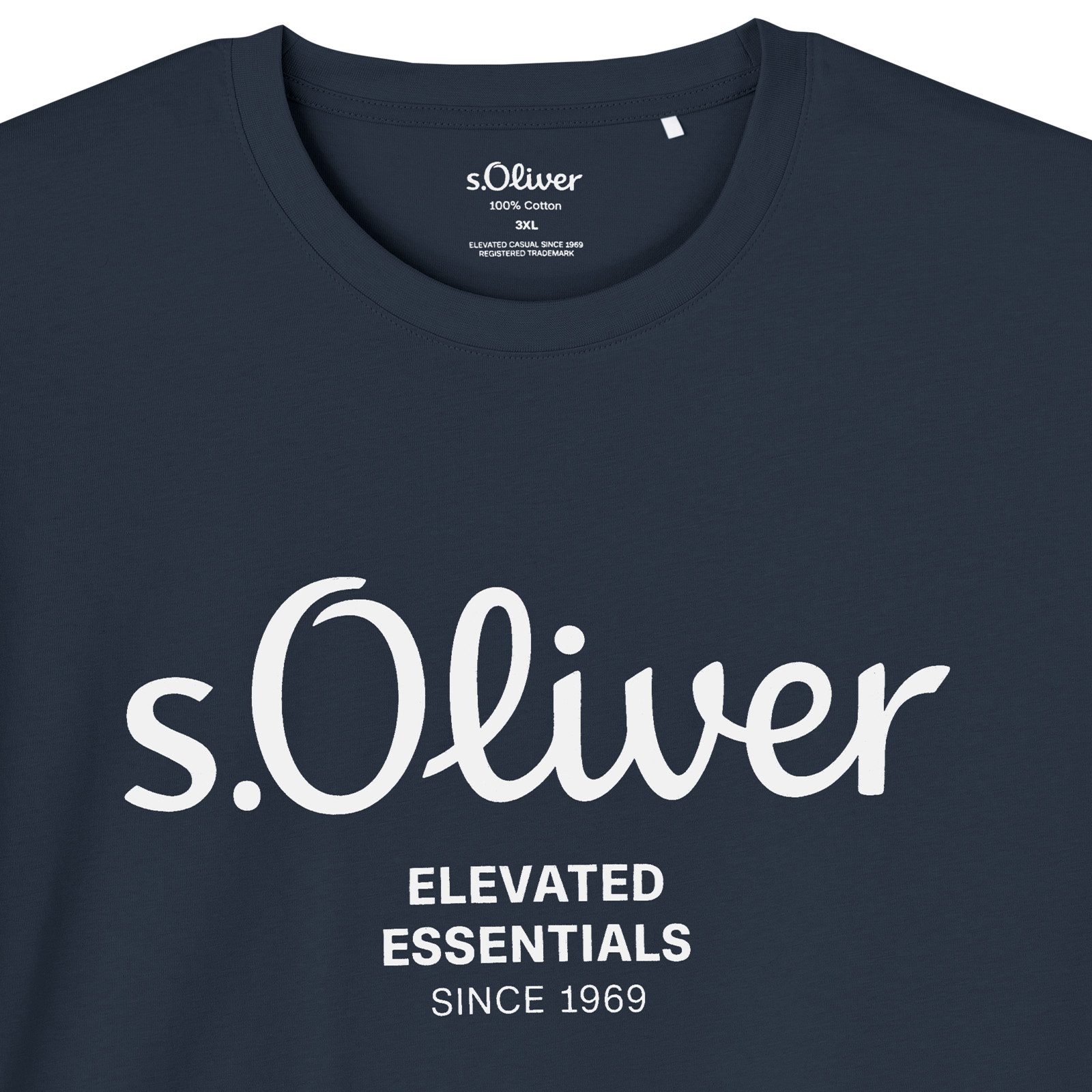 s.Oliver Rundhalsshirt s.Oliver Übergrößen T-Shirt navy Logo-Frontprint