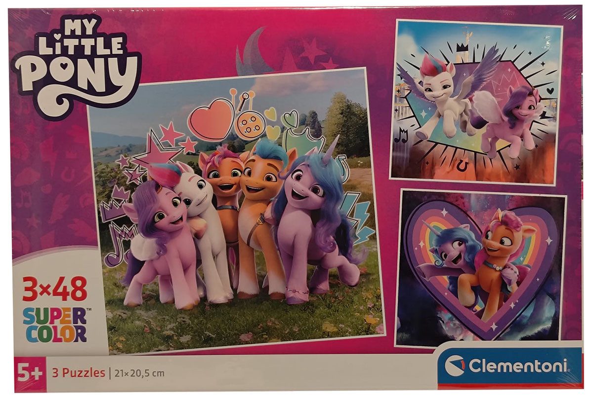 Clementoni® Puzzle Clementoni 25322 - My Little Pony - 3 Supercolor Puzzle, 3 x 48 Teile, Puzzleteile