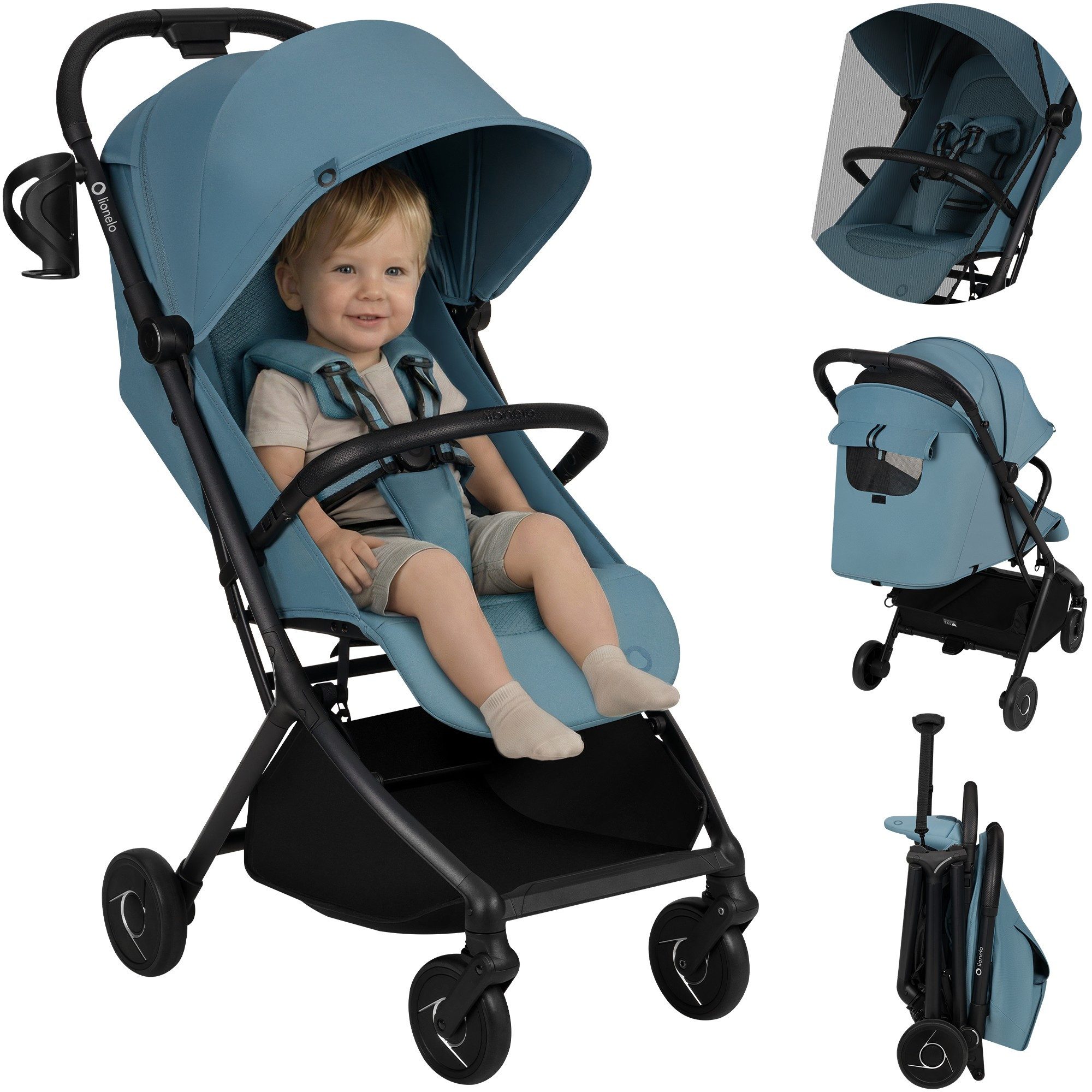 lionelo Kinder-Buggy SIA, (Set), Ultraleicht 5,9kg/18×51×49/Click&Ride/inGrip/Dri-Seat/UPF50+