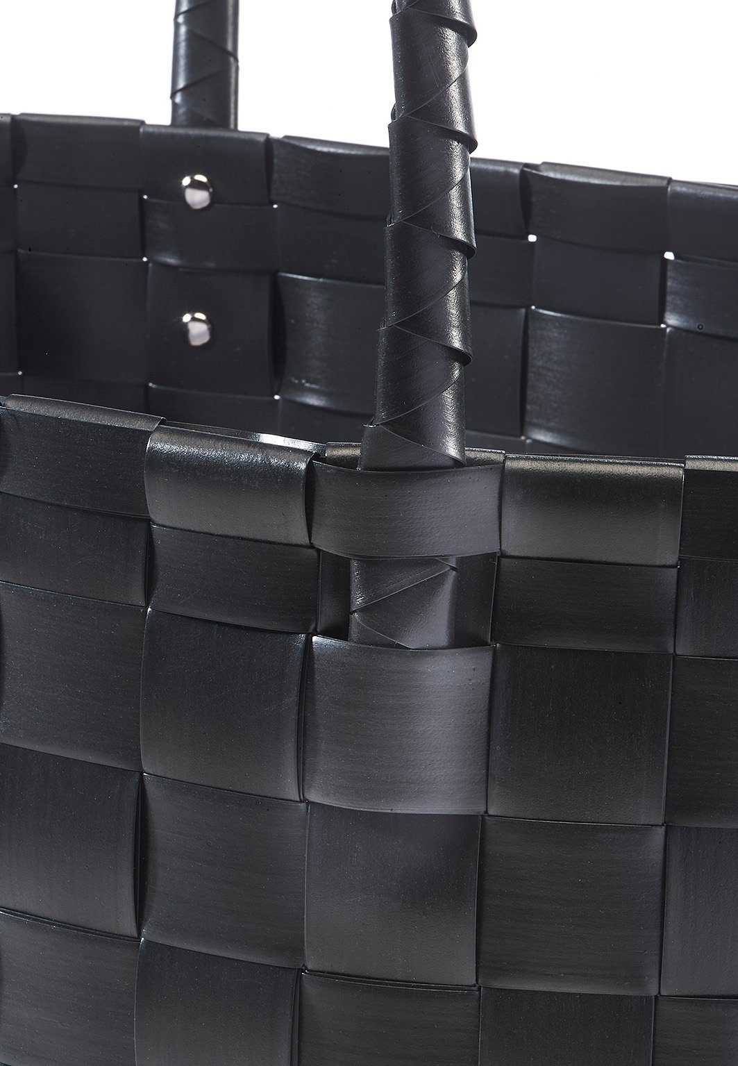 Kobolo Shopper Einkaufstasche NOIR XXL aus PE mit PU Henkeln (1 Stück)