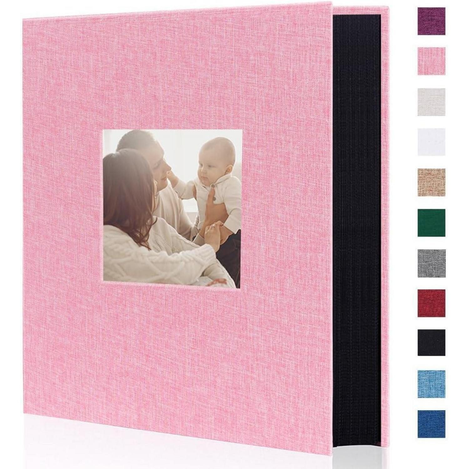 LuxusKollektion Einsteck-Fotoalbum Fotoalbum 400 Fotos 10x15 Leinen Rosa