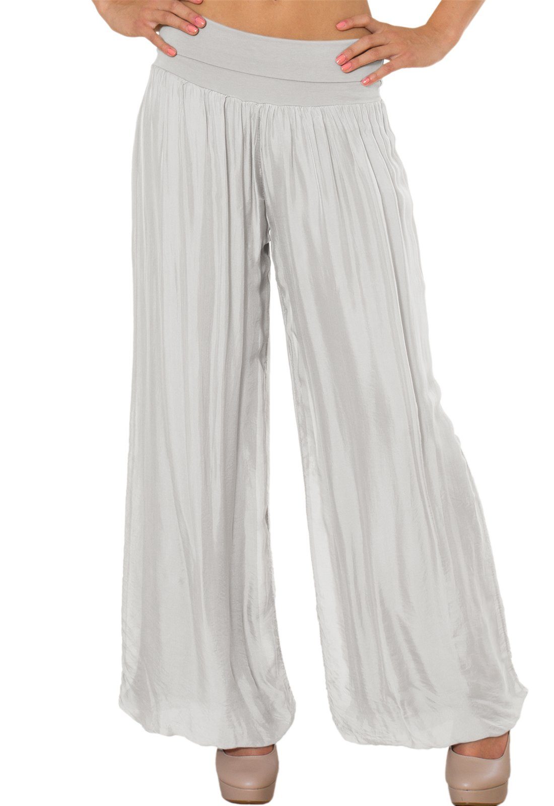 Caspar Palazzohose KHS010 elegante Damen Hose mit Seidenanteil Mit blickdichter Innenhose & hohem, figurfreundlichem Stretch Bund