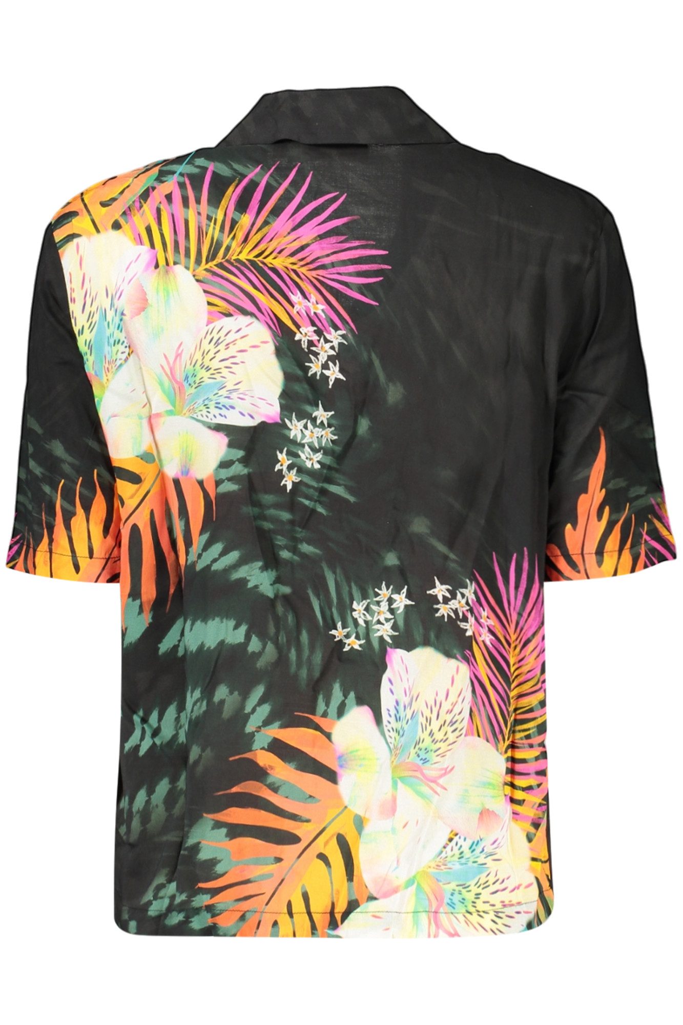 Desigual Blusenshirt Stylisches Damen Kurzarmhemd in Schwarz mit Muster
