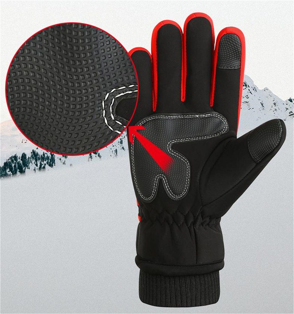 Rouemi Skihandschuhe Herrenhandschuhe, Skihandschuhe warm gepolstert winddicht Grau