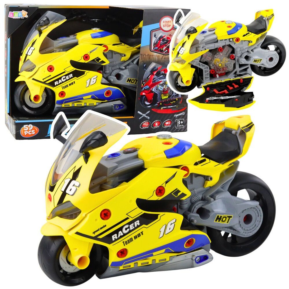 LEAN TOYS Spielzeug-Motorrad LeanToys 2-in-1 DIY-Werkstattbeleuchtung