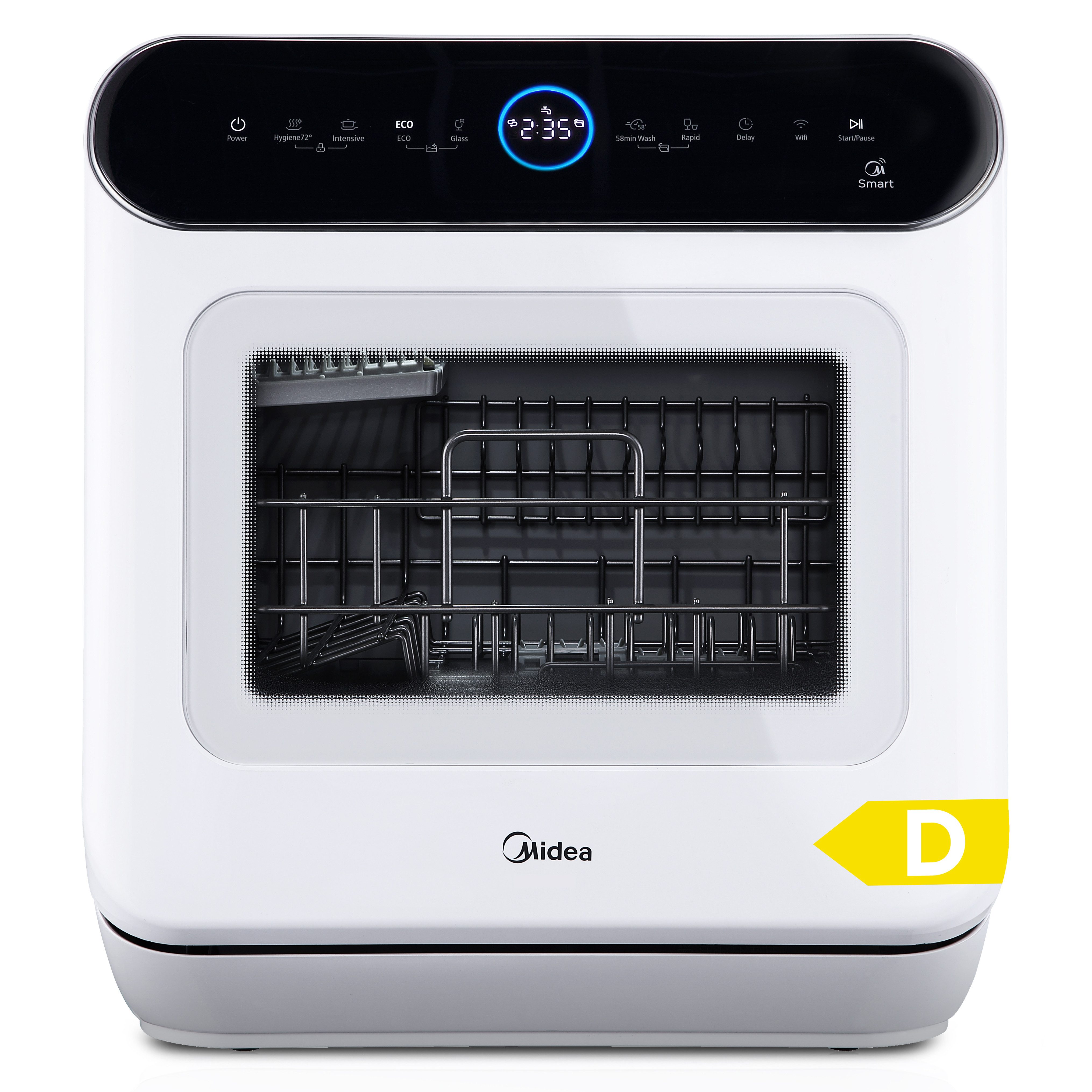 Midea Tischgeschirrspüler MDWMT0305EW-WE, 3 Maßgedecke, mit/ohne Festwasseranschluss, Automatischer Türöffner, IOT