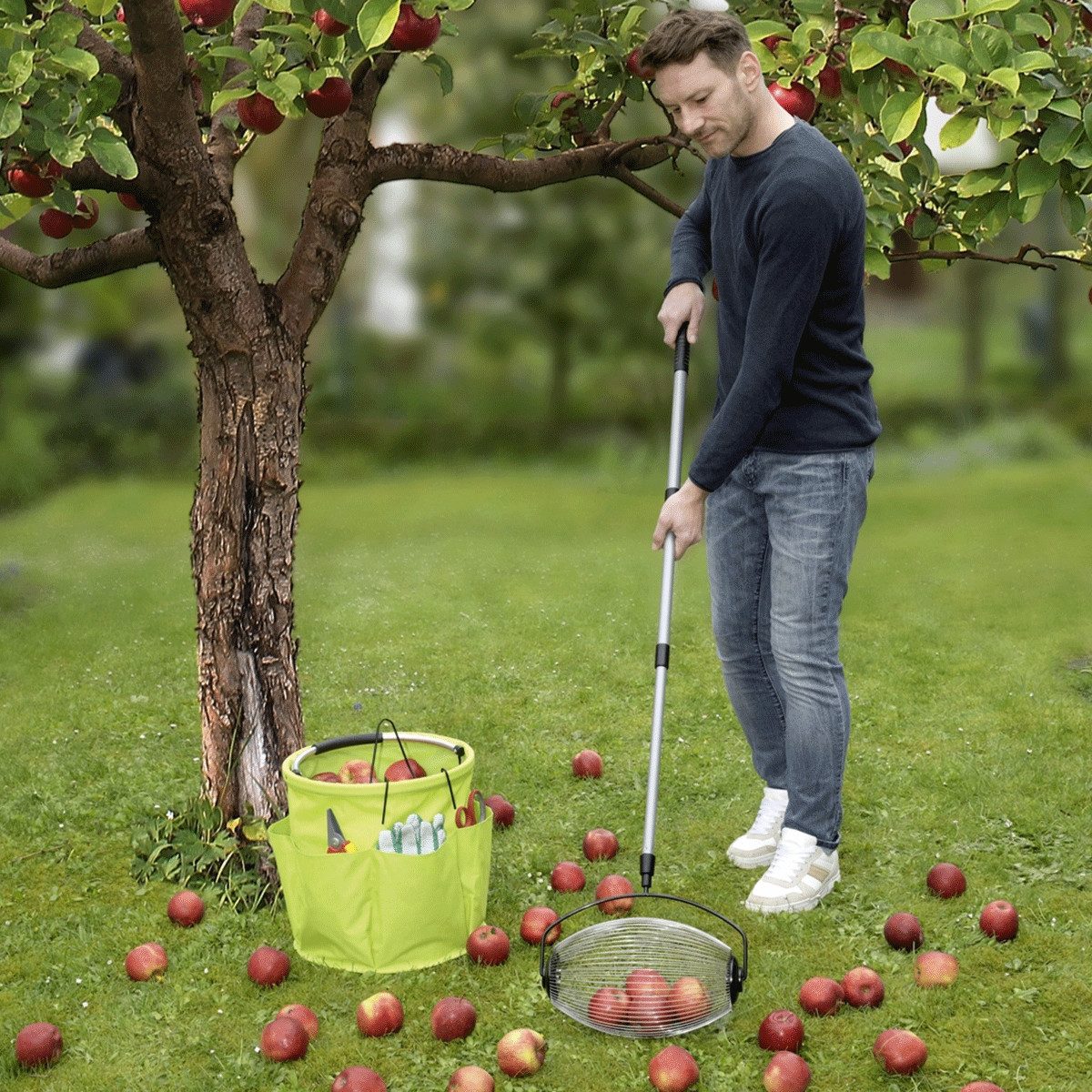 Maximex Blumenkralle Maximex Gartengerät Mod. Rollsammler Teleskopstiel Obstsammler mit