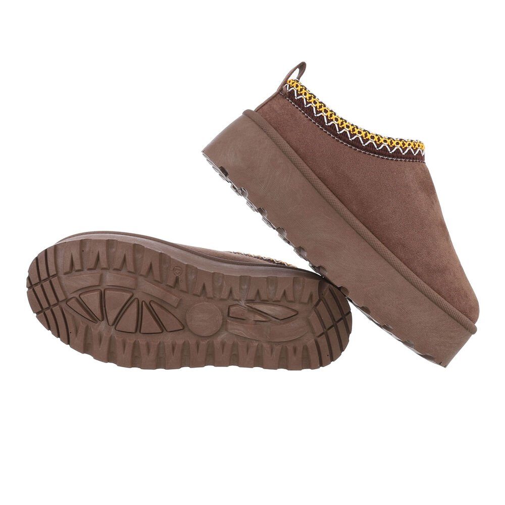 Ital-Design Die bequemen Plateau-Slipper Hausschuh (85856541) Flach Stiefeletten in Braun