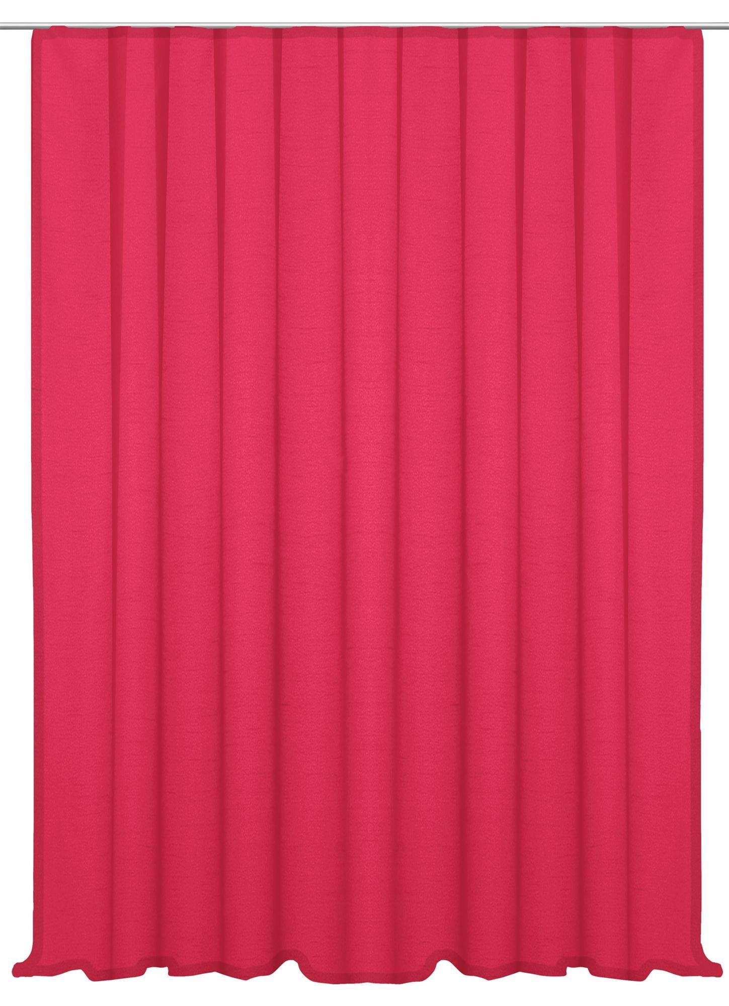 Gardine Vorhang Kräuselband 300x245 cm Seidenglanz halbtransparent Gardine, Haus und Deko, Kräuselband (1 St), halbtransparent, Polyester Pink