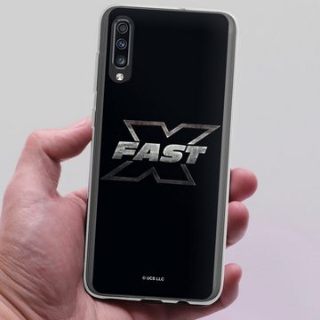 DeinDesign Handyhülle Fast & Furious Logo Offizielles Lizenzprodukt Fast X Logo Metal, Samsung Galaxy A70 Silikon Hülle Bumper Case Handy Schutzhülle