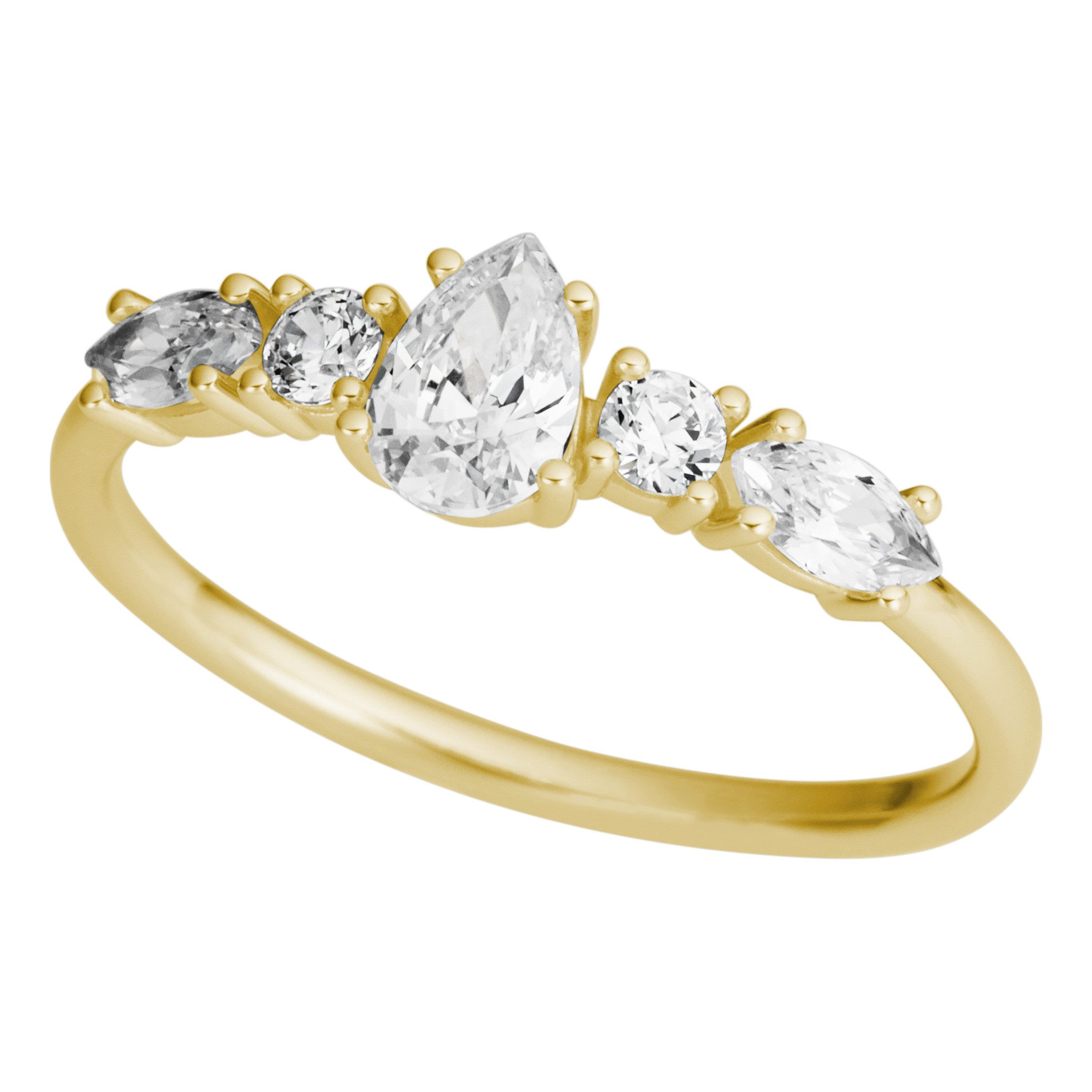 Firetti Fingerring Schmuck Geschenk Gold 375 Damenring Goldring Fantasie, mit Zirkonia (synth)