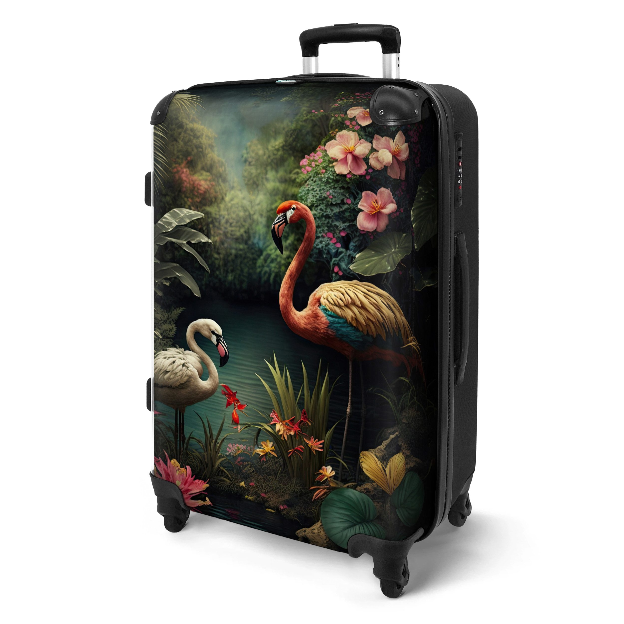 NoBoringSuitcases.com© Hartschalen-Trolley Flamingo - Blumen - günstig online kaufen