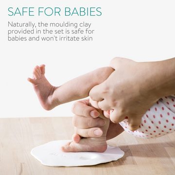 Navaris Doppelklebeband Babys Handabdruck & Fußabdruck Rahmen - Gipsabdruck Set & Fotorahmen