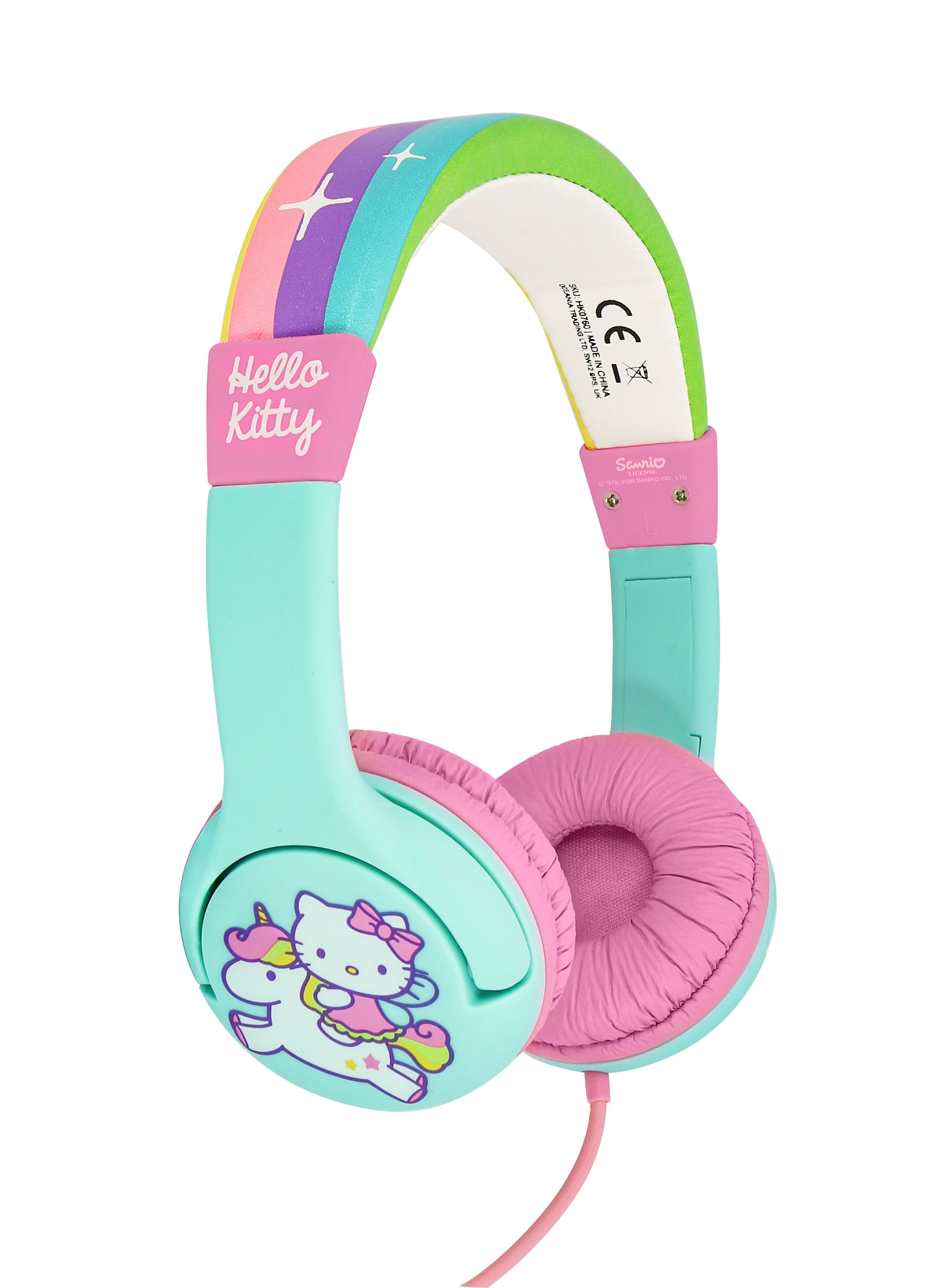 OTL Hello Kitty Regenbogen Einhorn Kopfhörer für Kinder Kinder-Kopfhörer (kindgerechte Lautstärkebegrenzung)