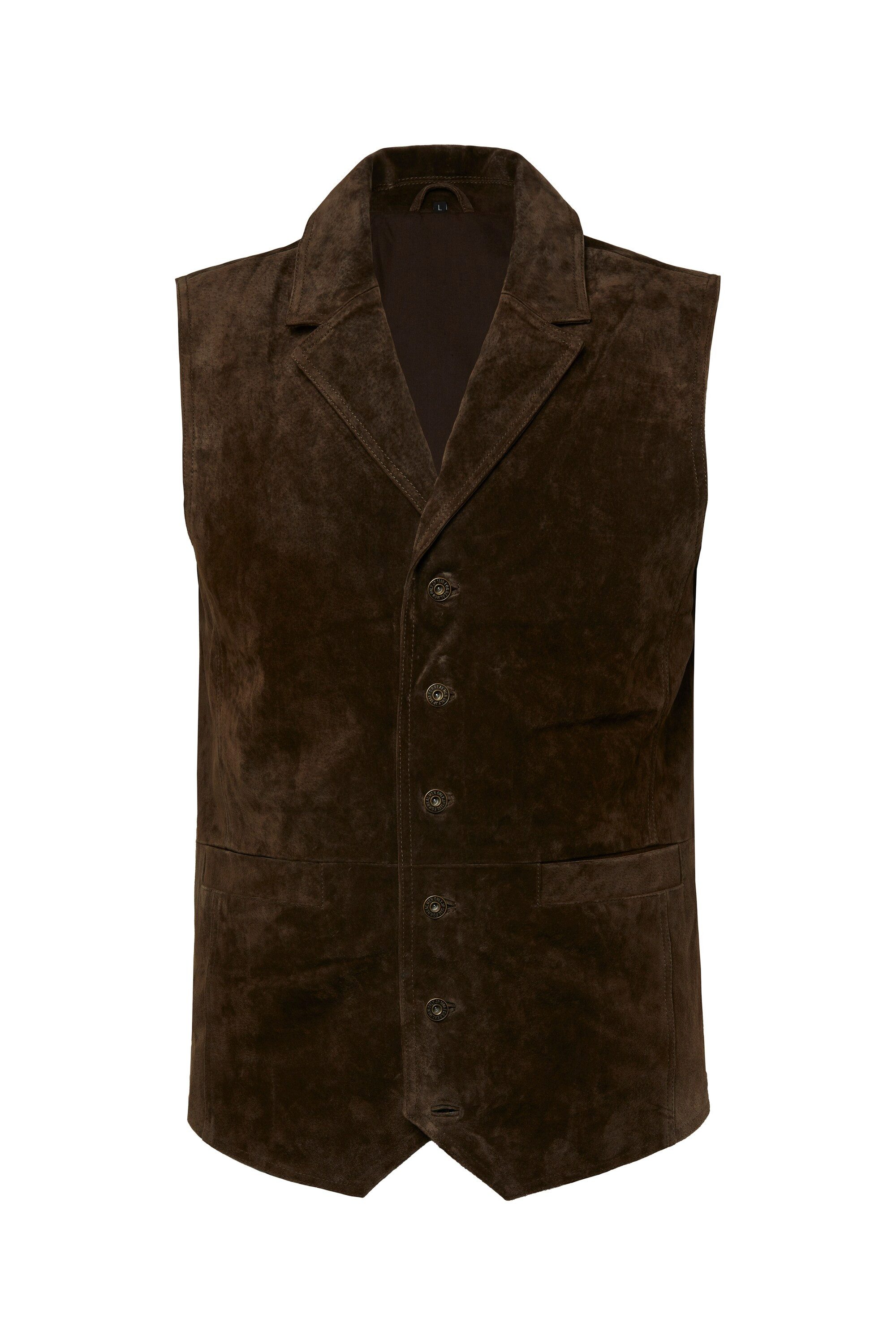 JP1880 Steppweste Weste Leder weiches Velours-Leder Revers