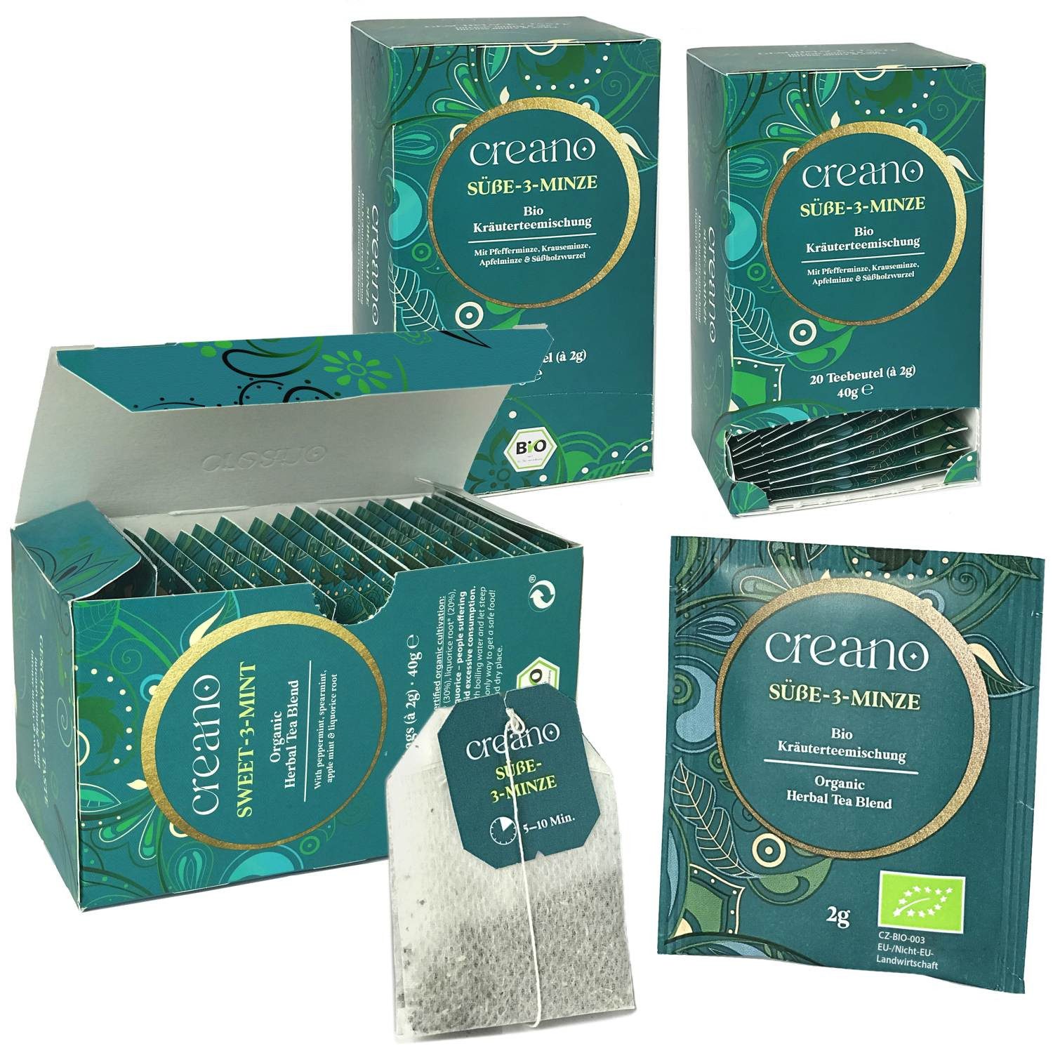 Creano Creano Bio Tee SÜßE-3-MINZE, BIO Teebeutel-Tee 3er Pack Im Teebeutel, 1 er 1 St., 0,12 g