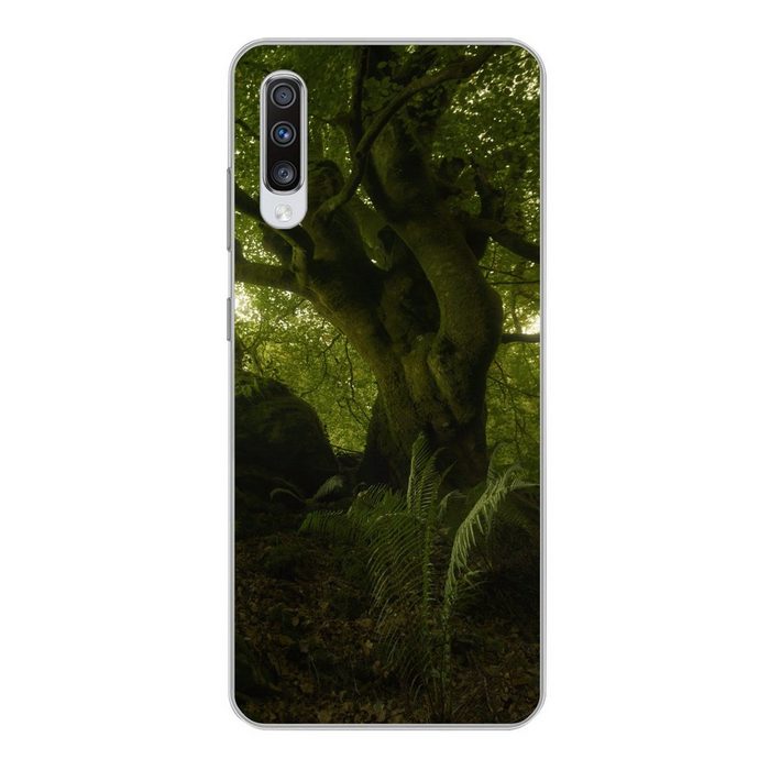 MuchoWow Handyhülle Dunkelgrüner Wald Phone Case Handyhülle Samsung Galaxy A70 Silikon Schutzhülle