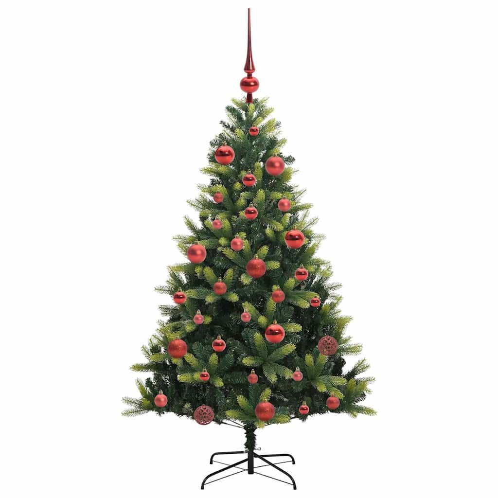 vidaXL LED Baum Künstlicher geflammter Weihnachtsbaum 150 LEDs Grün 150 cm