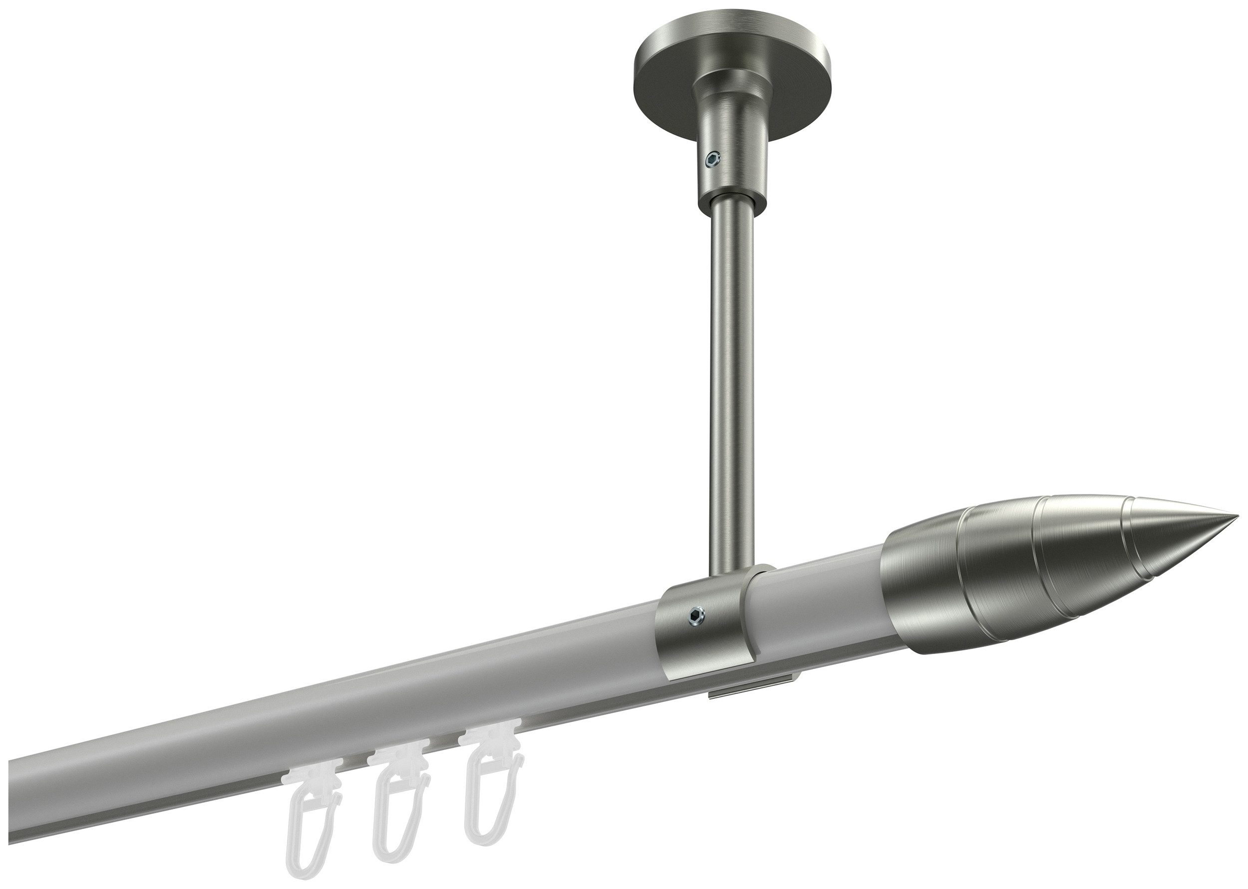 INTERDECO Innenlaufschiene Sonette Samanto, Ø 20 mm, 1-läufig, Fixmaß, kürzbar, Deckenmontage, Aluminium, Weiß / Edelstahl-Optik / Bicolor