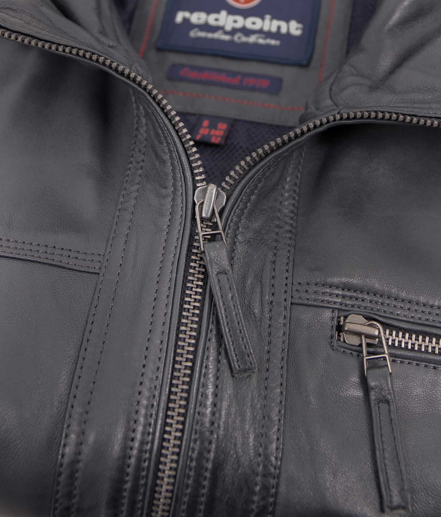 Redpoint Lederjacke Brice Redpoint - Herren Lederjacke Neuseeländisches Lammnappa navy/anthra