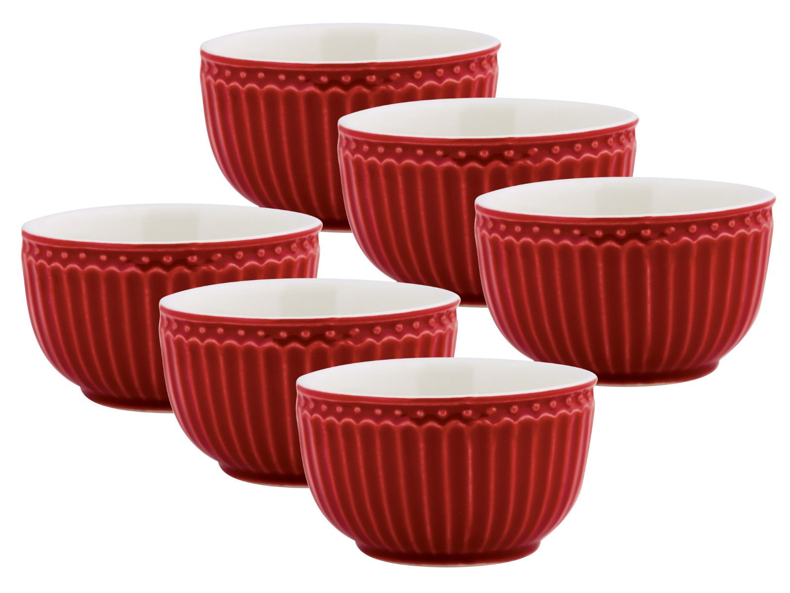 Greengate Geschirr-Set Alice Mini Bowl red 8,5 cm Set6, Steinzeug