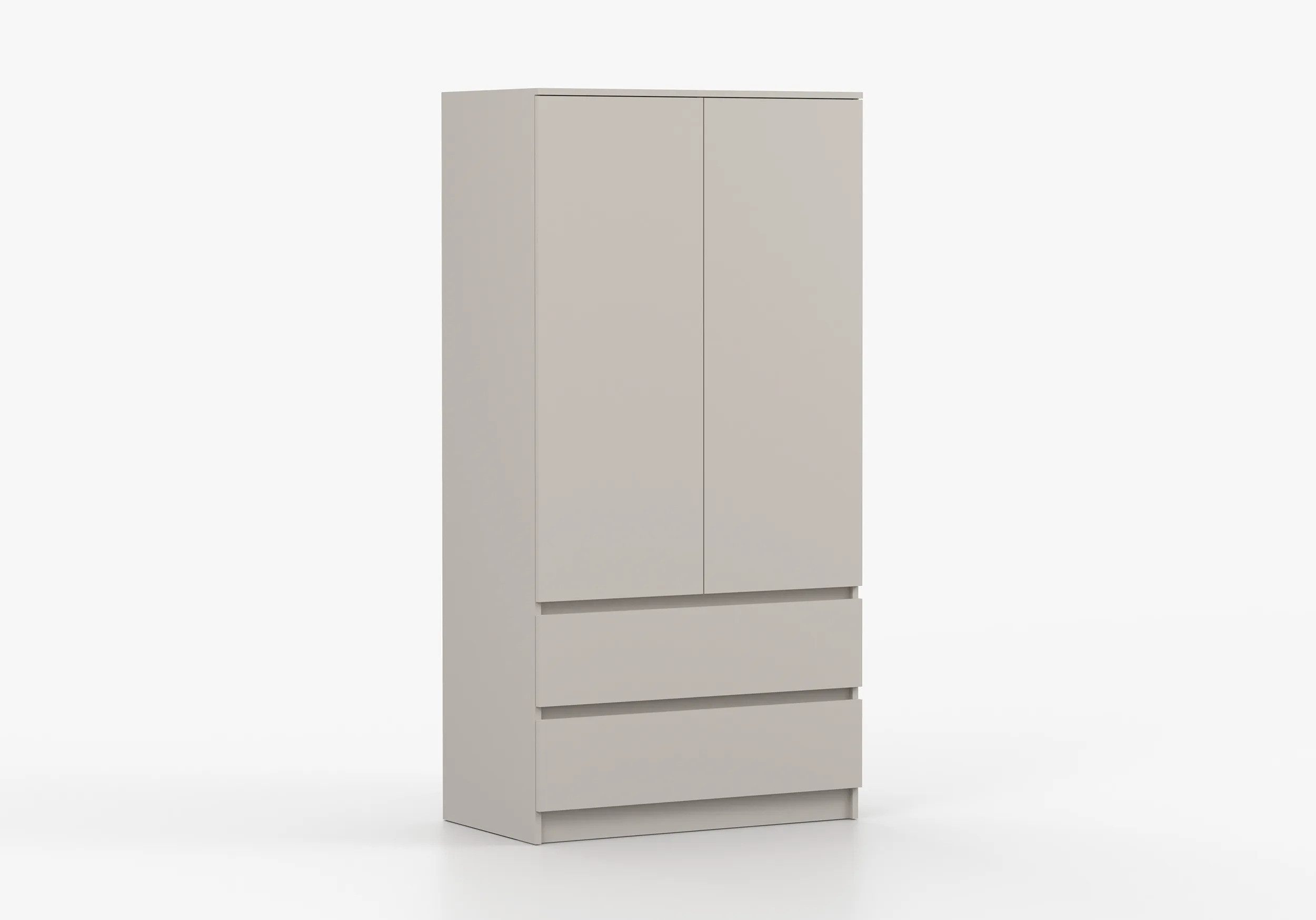 MOEBLO Drehtürenschrank LOSKO 2D2S (Kleiderschrank - 90 cm breit, mit 2 Türen, 2 Schubladen, 4 Einlegeböden und Kleiderstange, grifflos, Weiß oder Kaschmir) (Bx – Bild 5 von 5