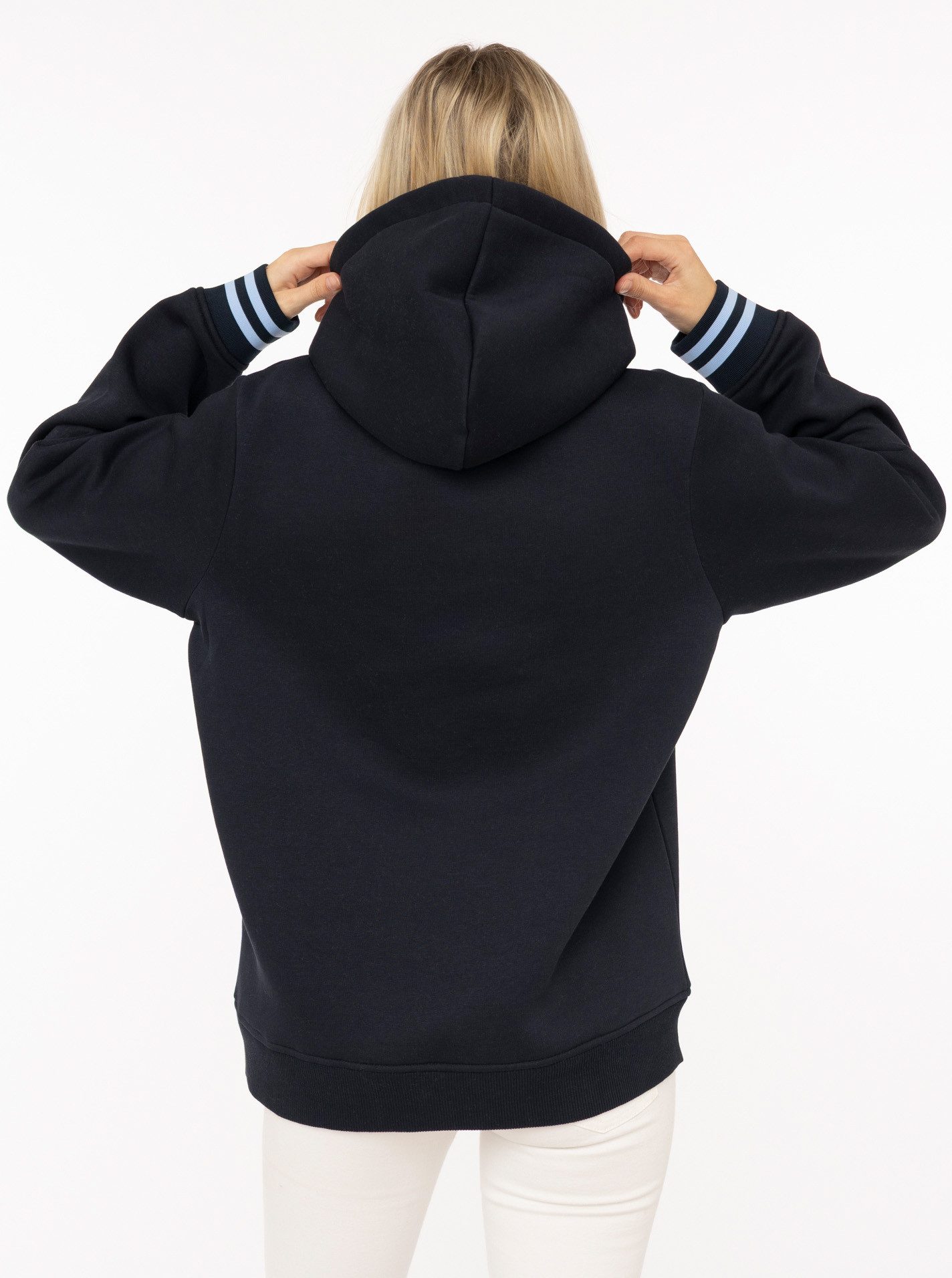 Zwillingsherz Hoodie "MOIN" Motiv mit Anker, gestreifte Ärmelbündchen, Kapuze, Kängurutasche