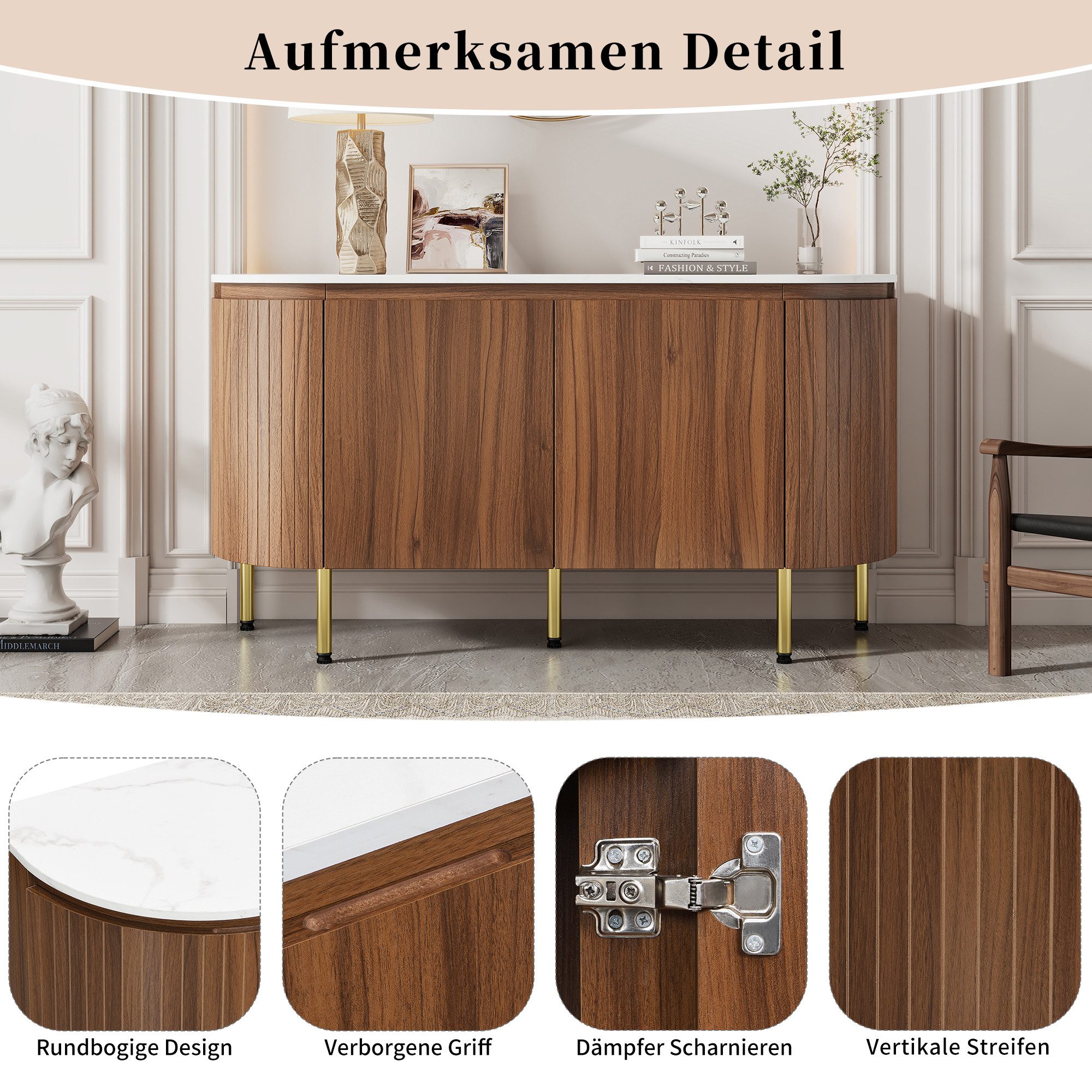 HAUSS SPOLE Sideboard Walnut Beistellschrank Wohnzimmerschrank günstig online kaufen