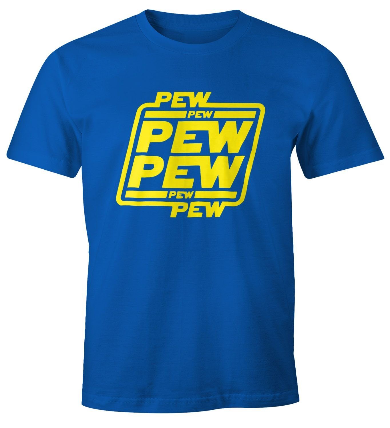 Print-Shirt Herren T-Shirt Pew Pew Pew Fun-Shirt Moonworks®