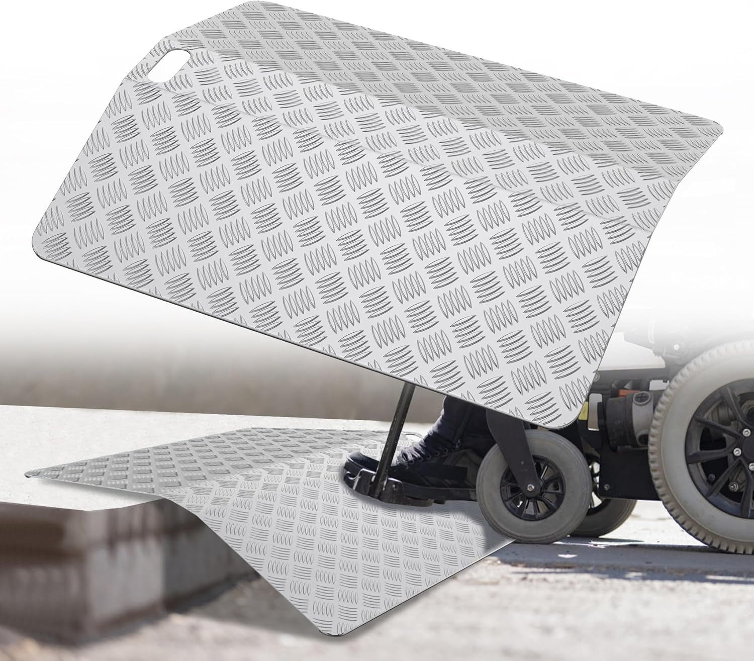 FIVMEN Auffahrrampe Rollstuhlrampe Türschwelle Aluminium Schwellenrampe Silber, Schwellenbrücke Rollstuhl Rampe Tragfähigkeit 300 kg Brückenrampe