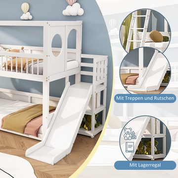 PFCTART Etagenbett Kinder-Etagenbett,Doppelbett,multifunktionales Kinderbett,mit Rutsche (ohne Matratze)