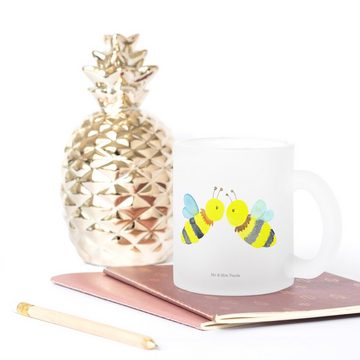 Mr. & Mrs. Panda Teeglas Biene Liebe - Transparent - Geschenk, Hummel, Teetasse aus Glas, Glas, Premium Glas, Liebevolles Design