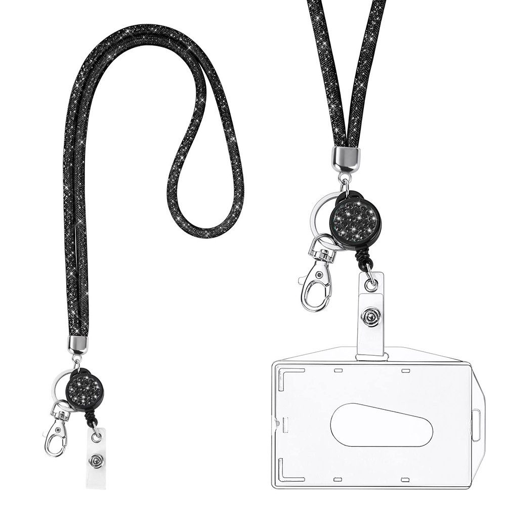 Lanyard Halskette Set mit Schlüsselanhänger Kartenhalter, Lanyard Kristall GelldG