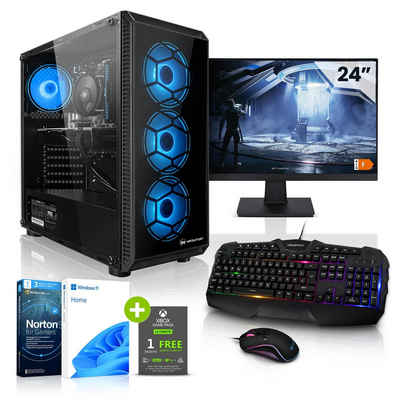 Megaport Gaming-PC-Komplettsystem (24", AMD Ryzen 5 5600 6x3,50 GHz 5600, GeForce GTX 1660, 16 GB RAM, 2000 GB HDD, 500 GB SSD, Windows 11, WLAN)